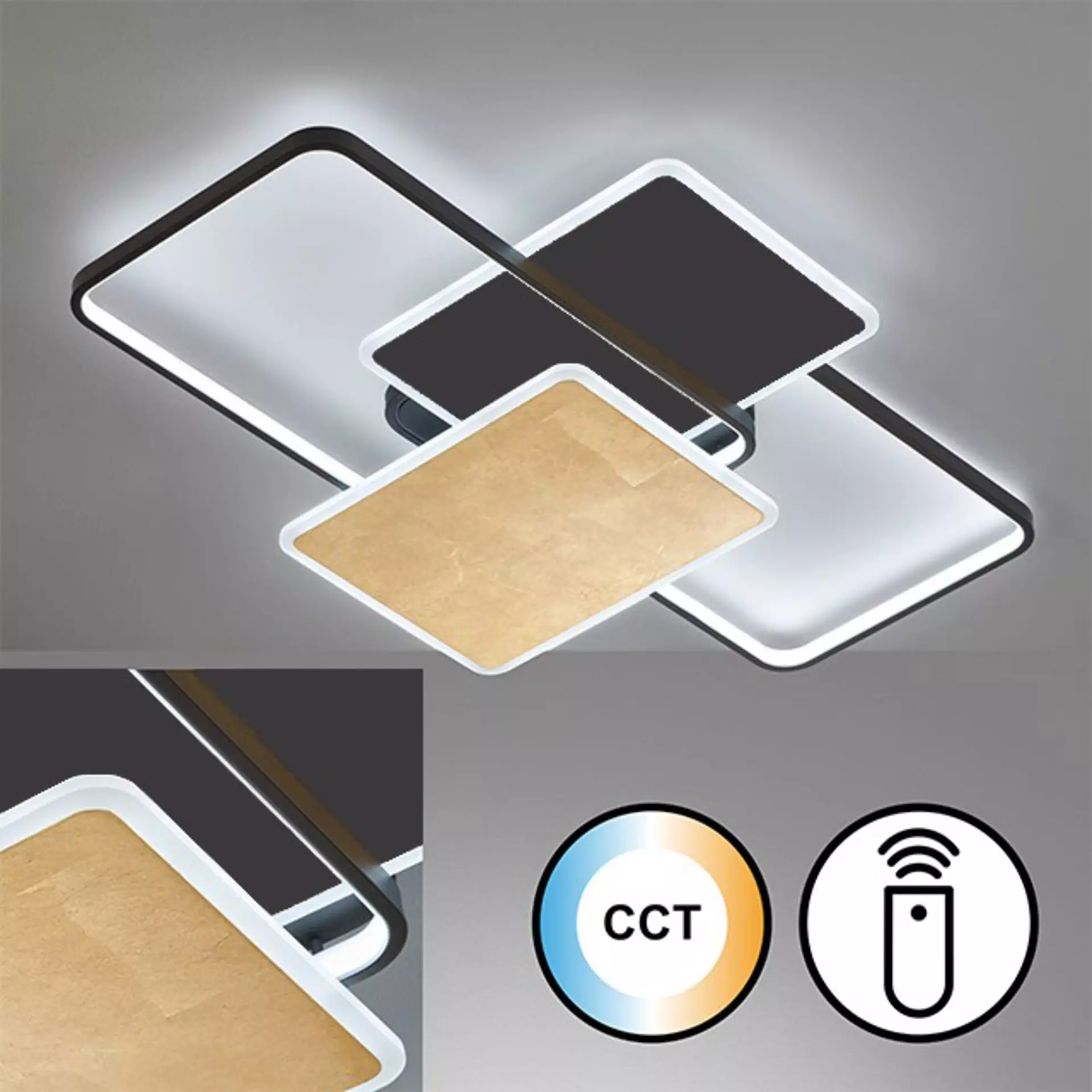 Deckenleuchte Quadro Fischer-Honsel Metall 60 x 90 cm