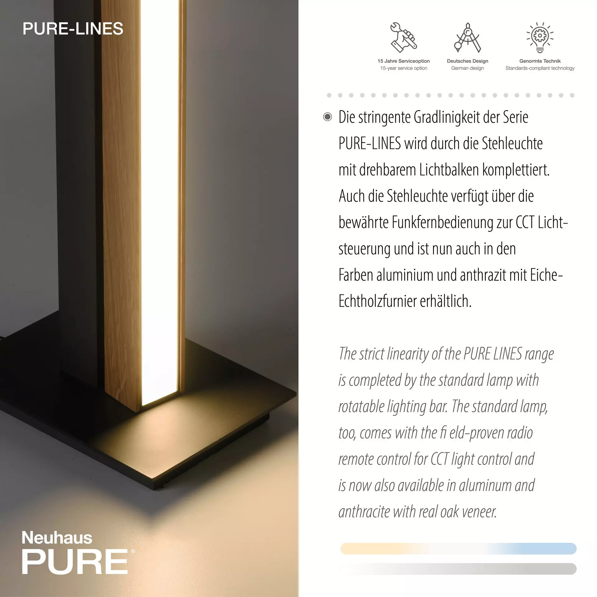 Stehleuchte PURE-LINES Paul Neuhaus Metall 22 x 155 x 16 cm