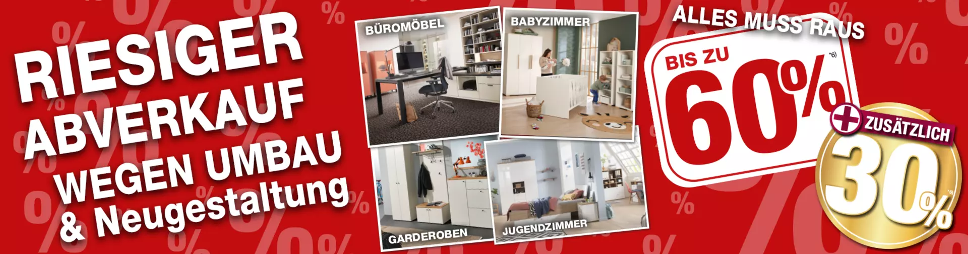 Jetzt 60% auf alle Büromöbel, Babyzimmer, Garderoben undJugendzimmer-Möbelschnäppchen bei Möbel Inhofer in Senden sichern! und 30% zusätzlich oben drauf!