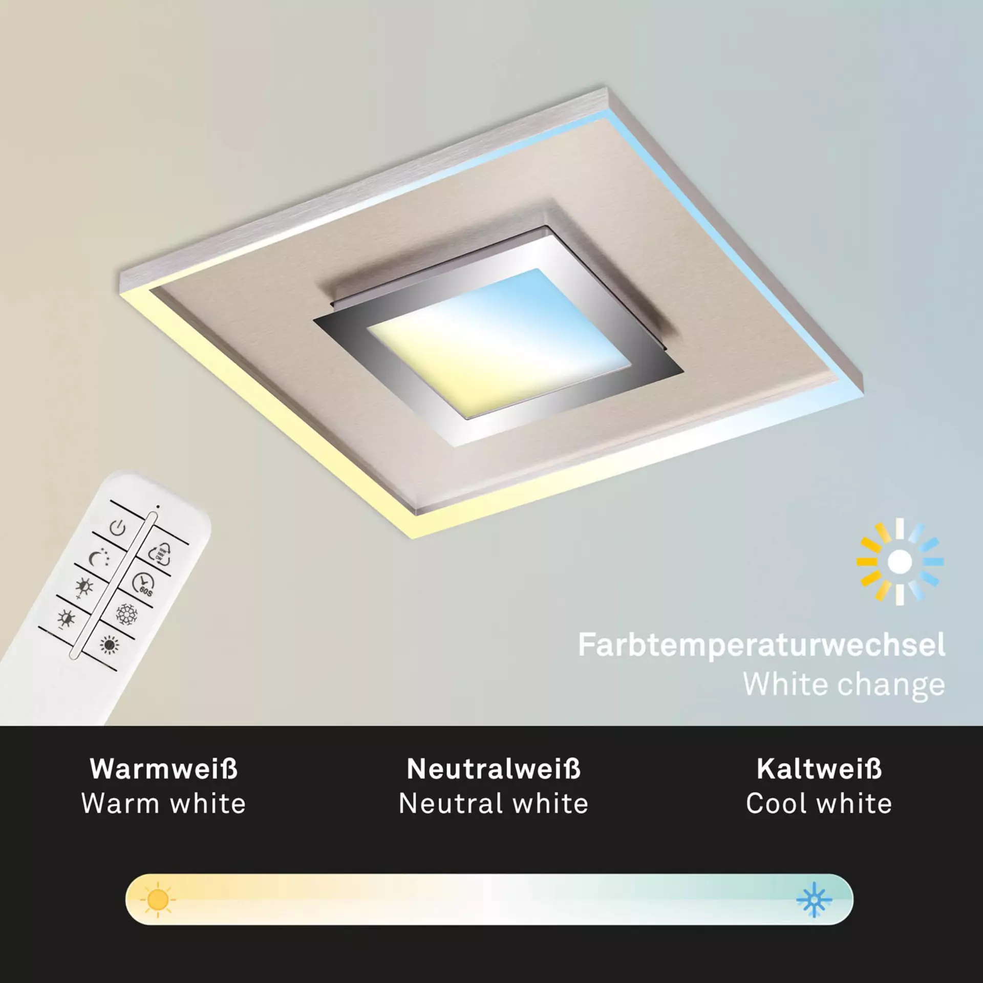 Deckenleuchte FRAME PRO LUX Briloner Metall 50 x 6 x 50 cm