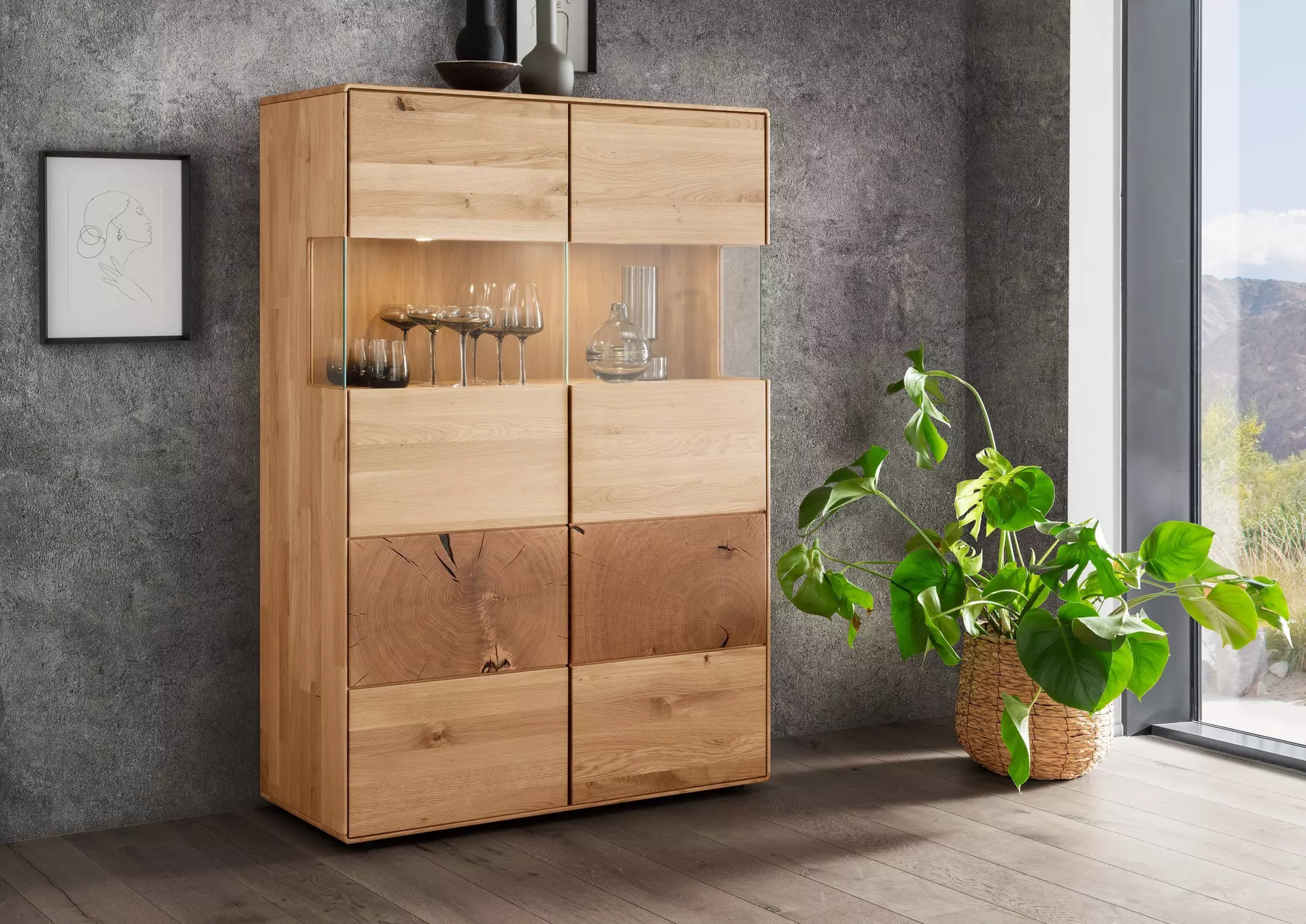 Highboard WZ-0626 GK Möbel Holz 40 x 145 x 100 cm