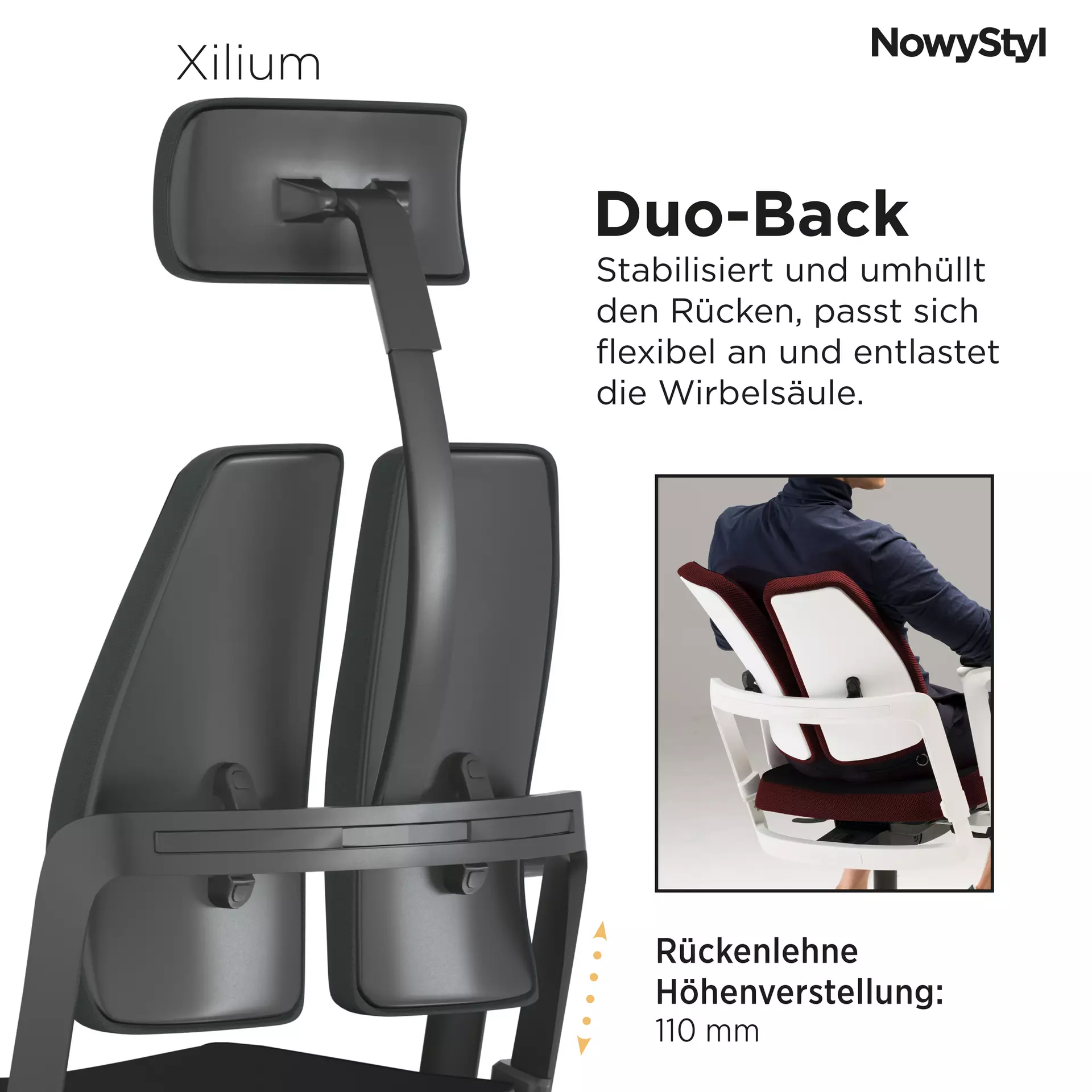 Büro-Drehstuhl XILIUM SWIVEL Nowy Styl Textil 73 x 119 x 73 cm