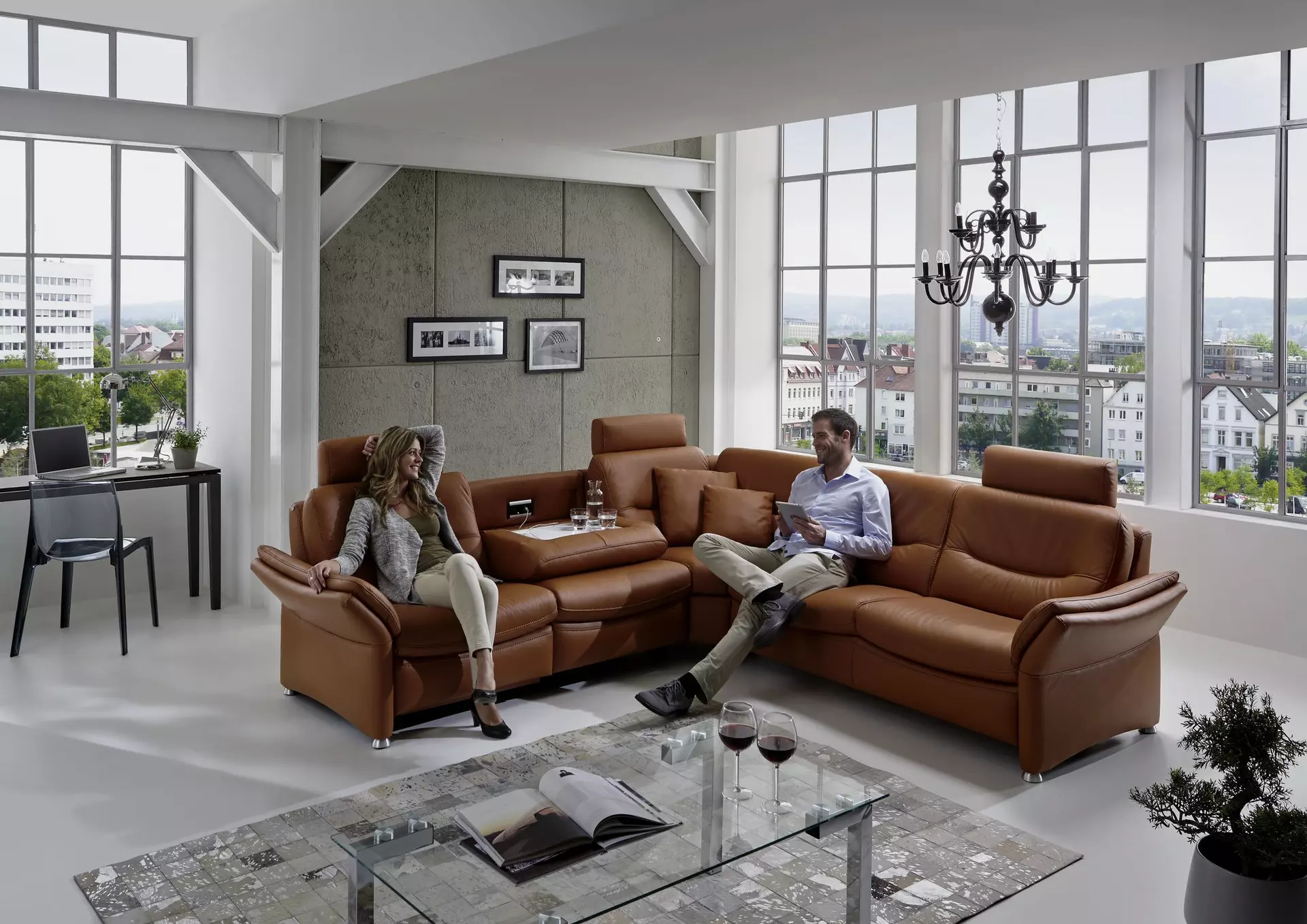 Ecksofa SF1520 Hukla Leder 272 x 89 x 272 cm