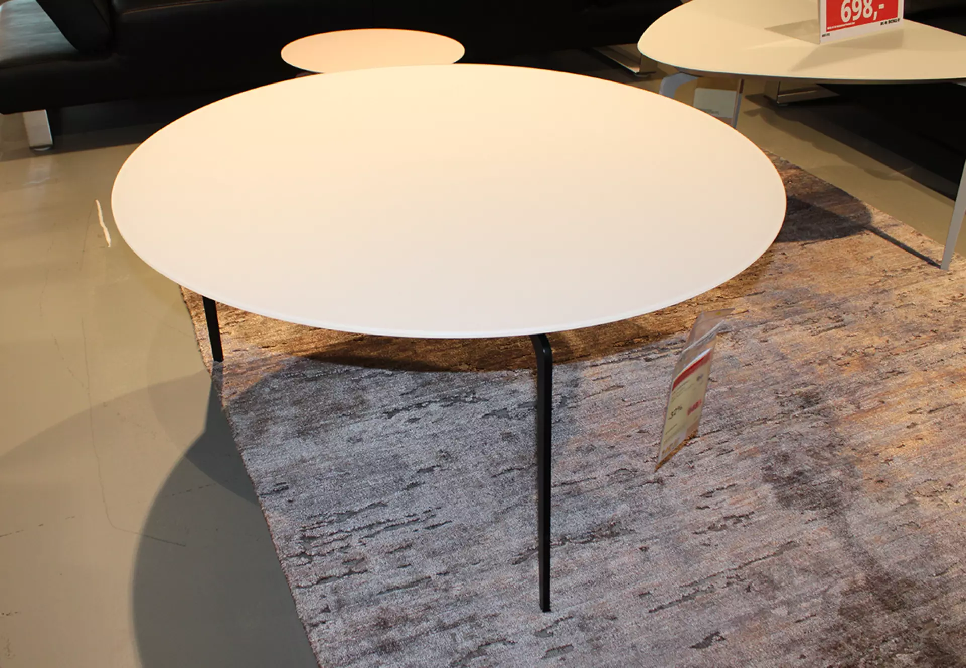 Couchtisch SOLO Weißglas matt grauweiß