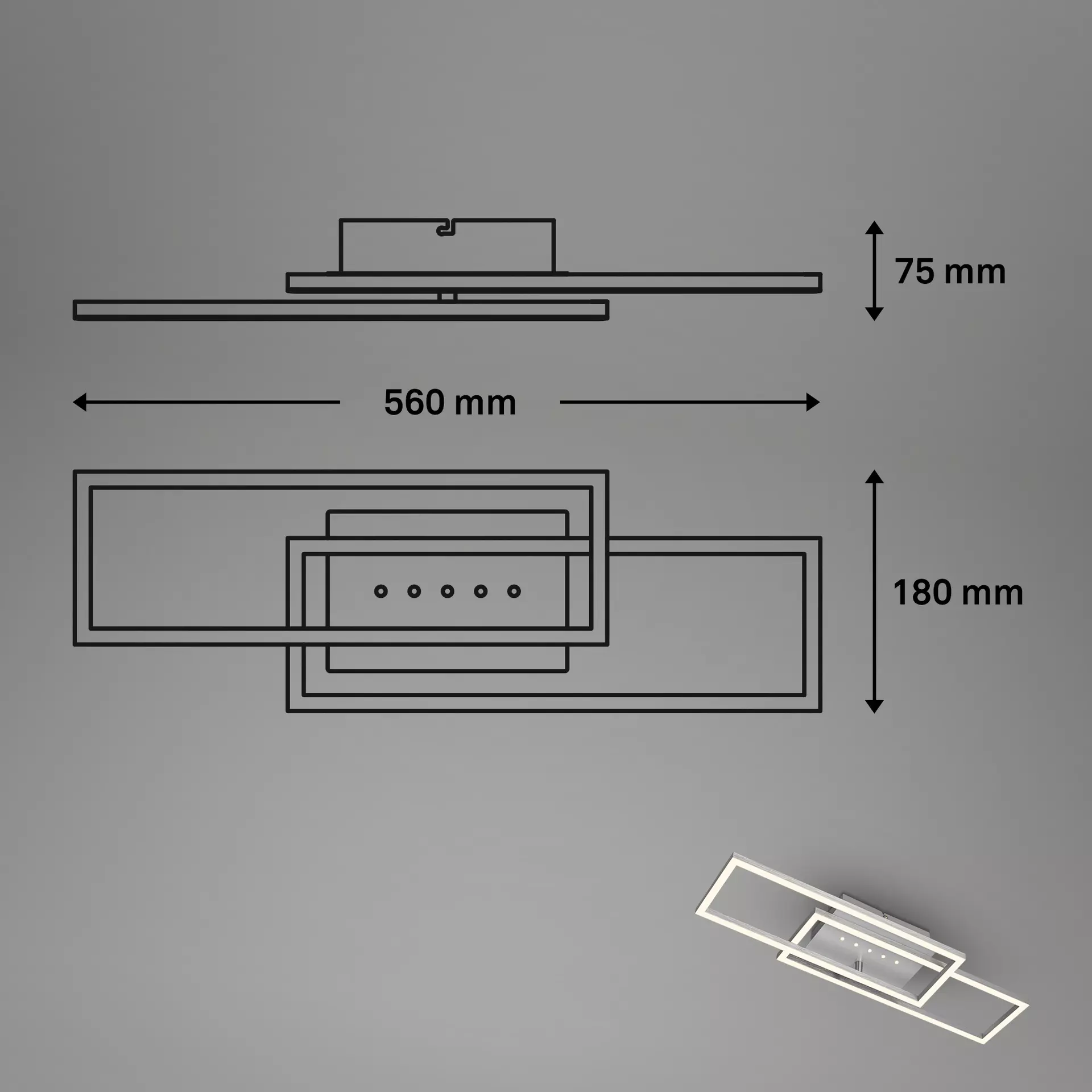 Deckenleuchte FRAME DOT Briloner Metall 56 x 7 x 18 cm