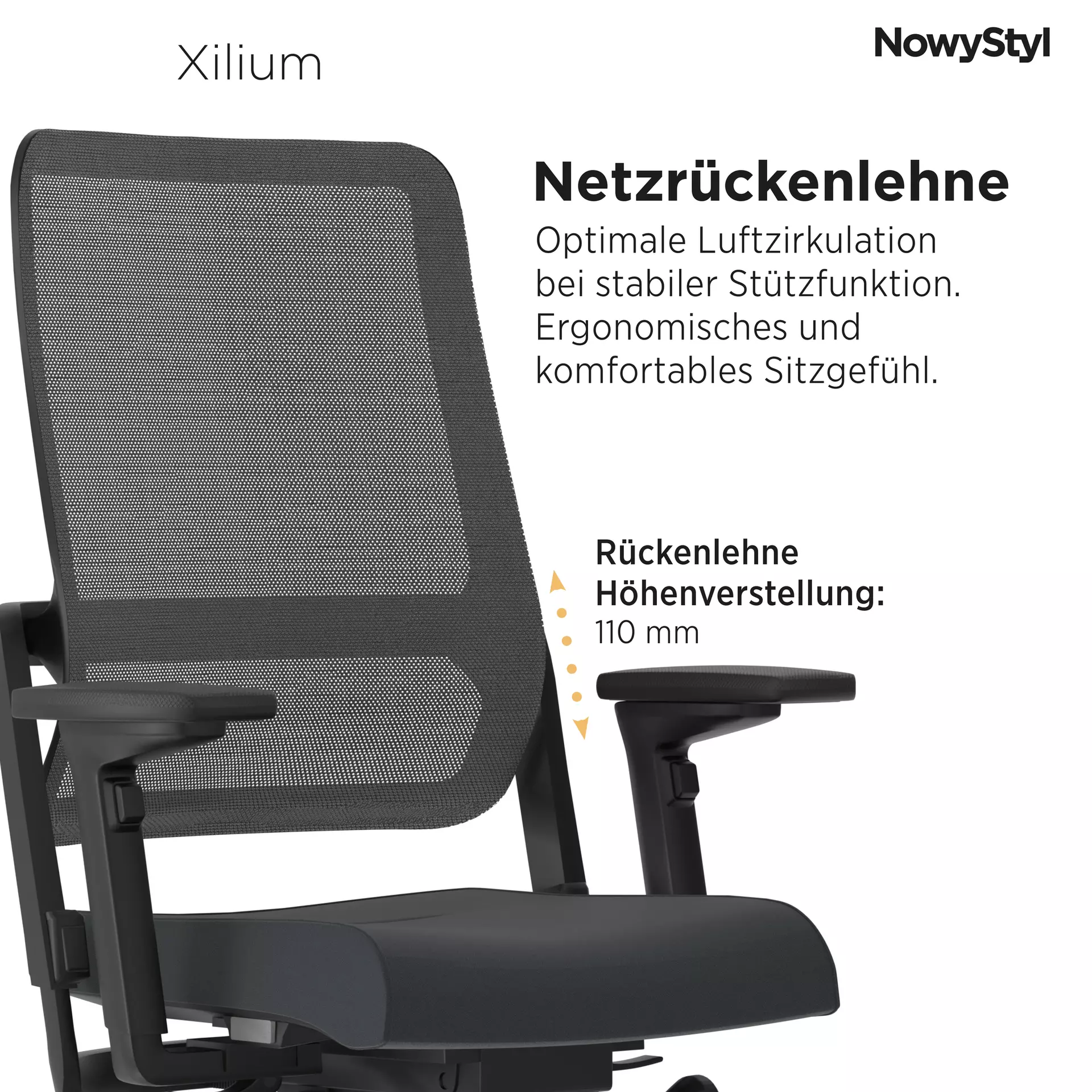 Büro-Drehstuhl XILIUM SWIVEL Nowy Styl Textil 73 x 126 x 73 cm