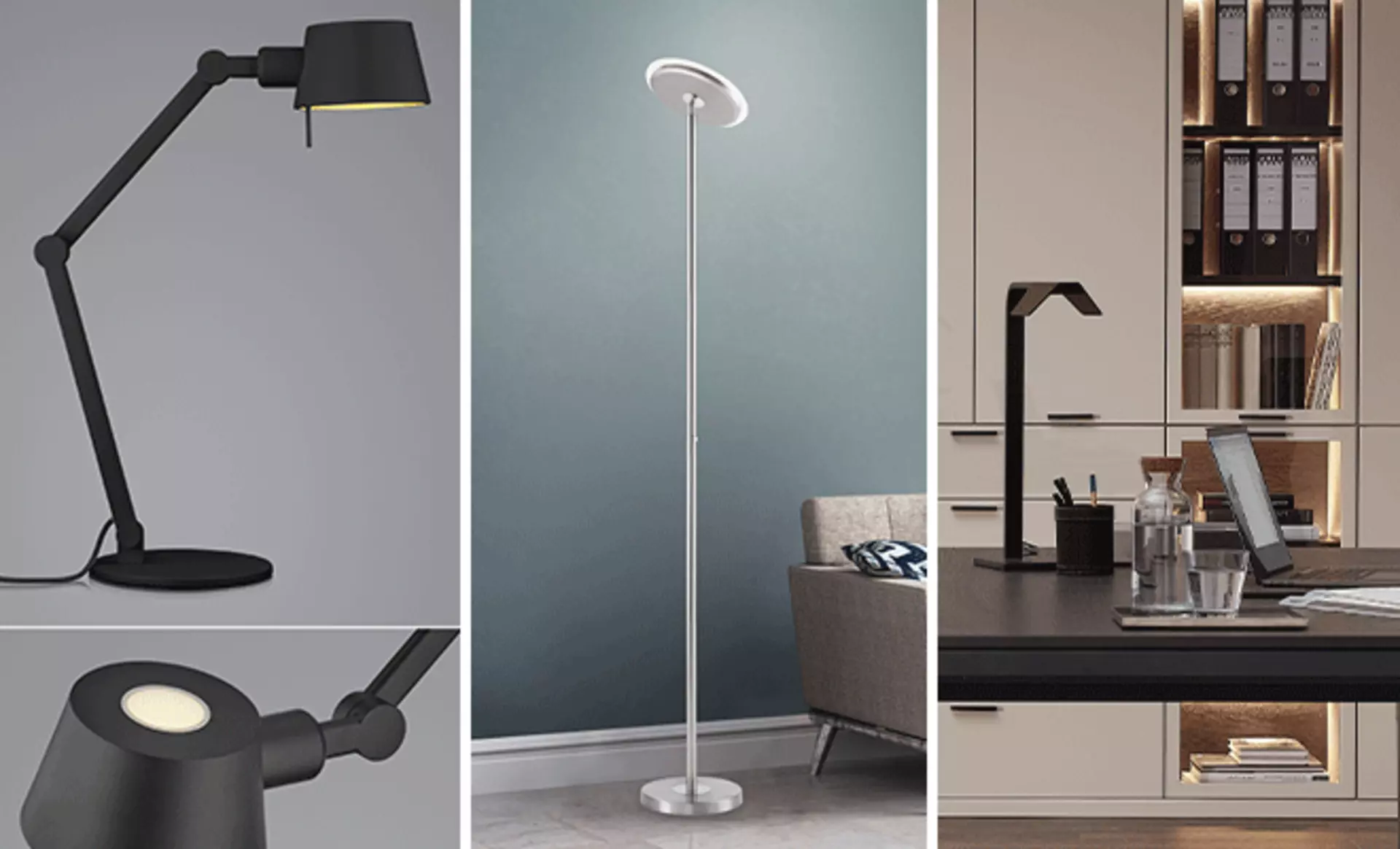 Verschiedene Beleuchtungen für das strukturierte Arbeitszimmer