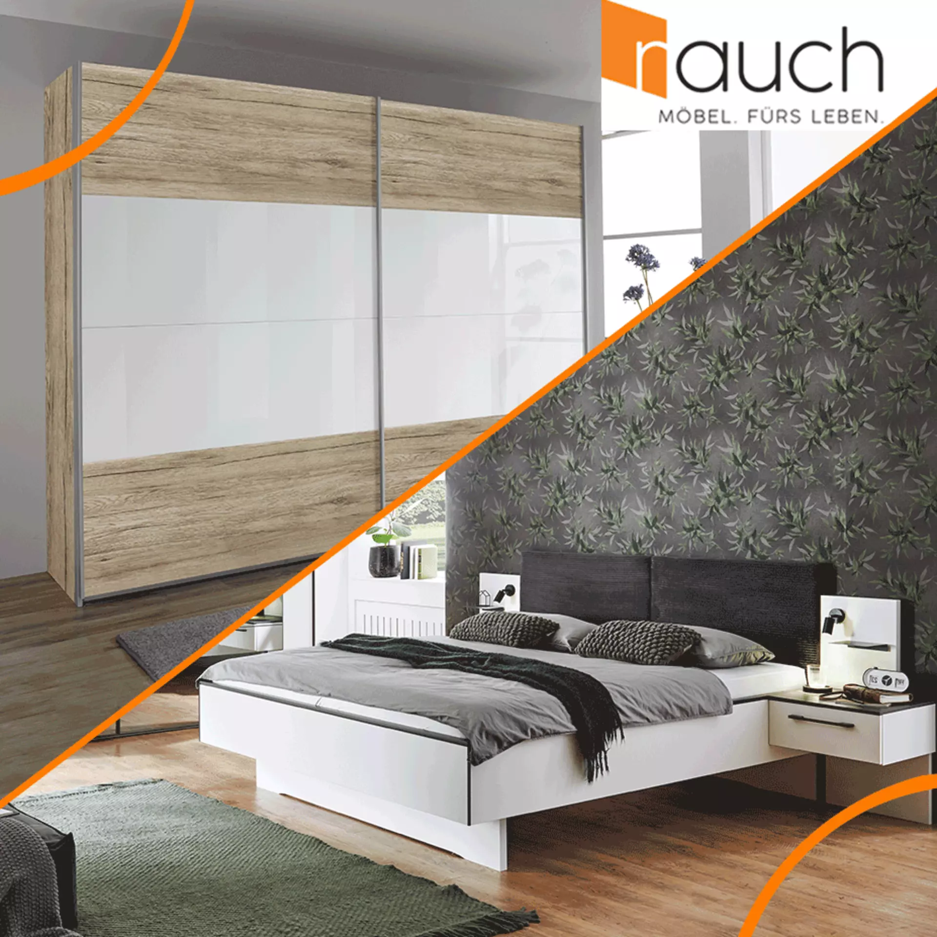 Banner von Bett und Schrank von der Marke Rauch Orange