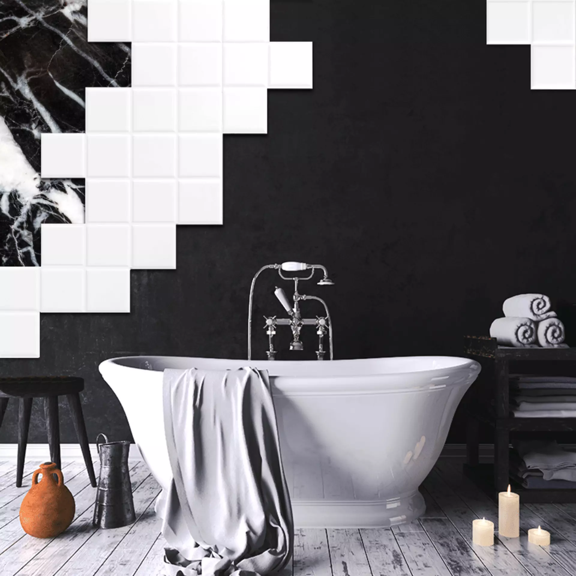 badezimmer in schwarz-weiß | möbel inhofer