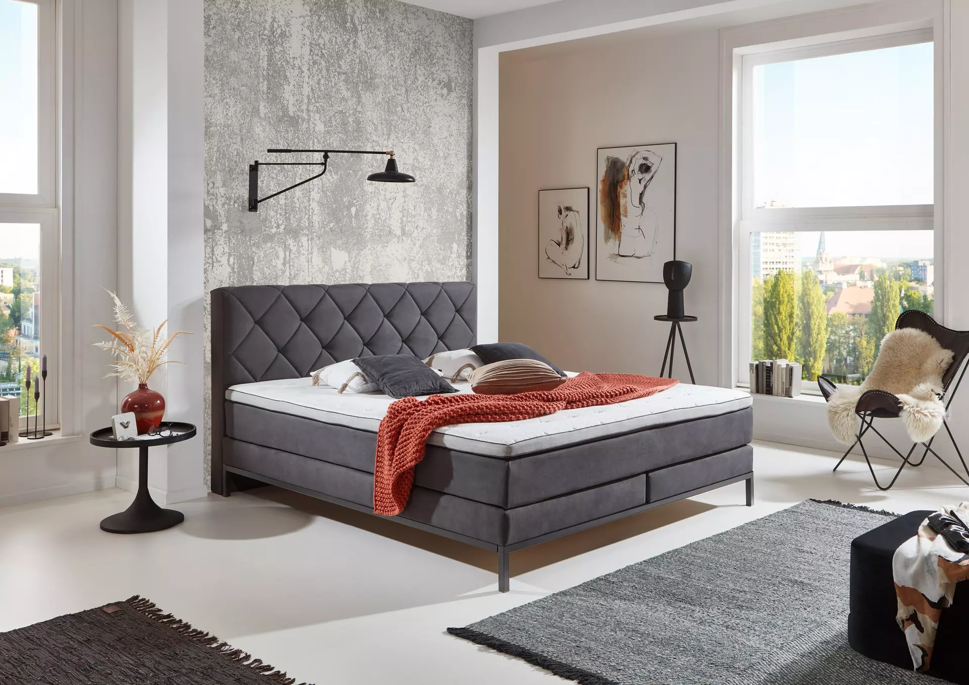 Boxspringbett BX2180 BXSet 180X200 MT L 50407-700 Sun Garden Textil 180 x 104 x 214 cm