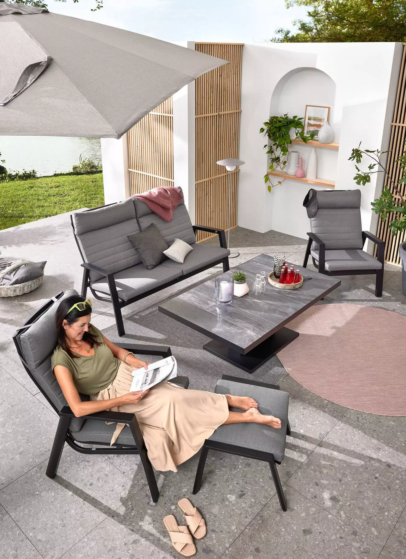 Gartenhocker ASCELLA MONDO Textil 59 x 43 x 59 cm