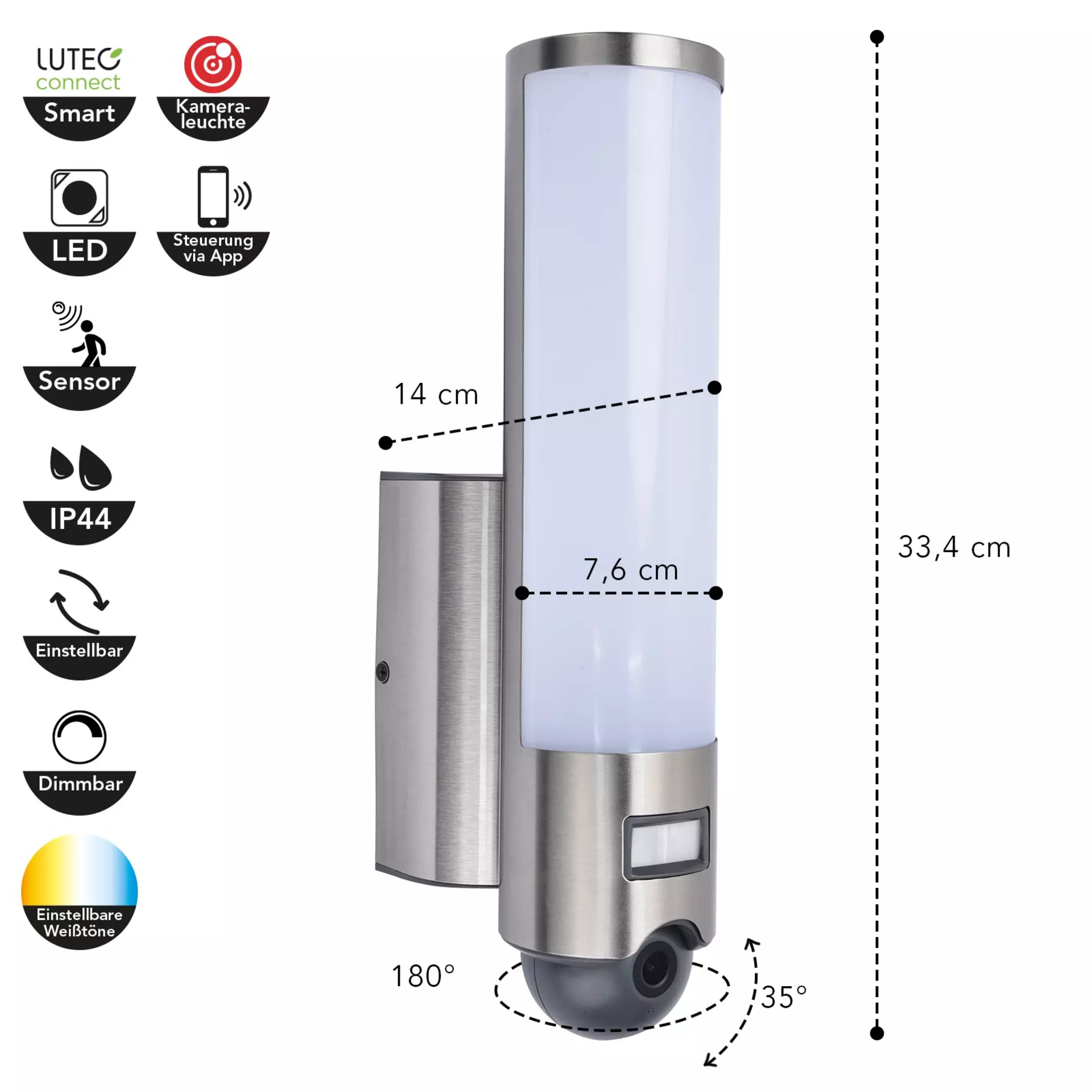Wand-Aussenleuchte ELARA Eco-Light Metall 14 x 33 x 7 cm