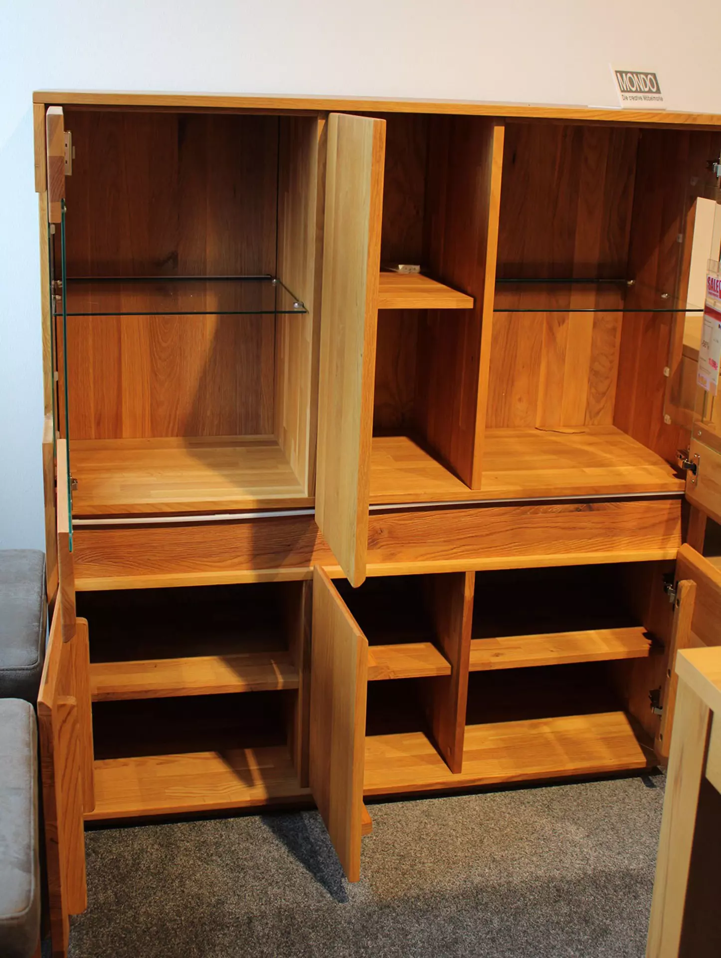 Ausstellungsstück Highboard Texas von Quadrato Holz braun (offen)