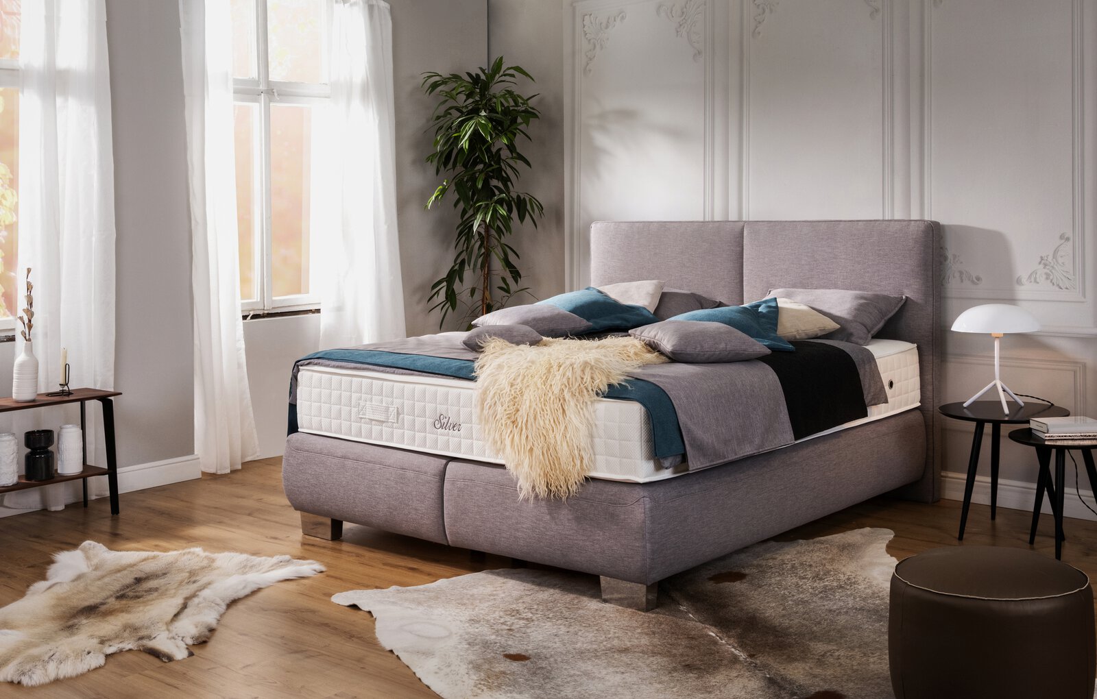 Boxspringbett SELINA EXCLUSIVE MONDO Textil STHO9/05 grau