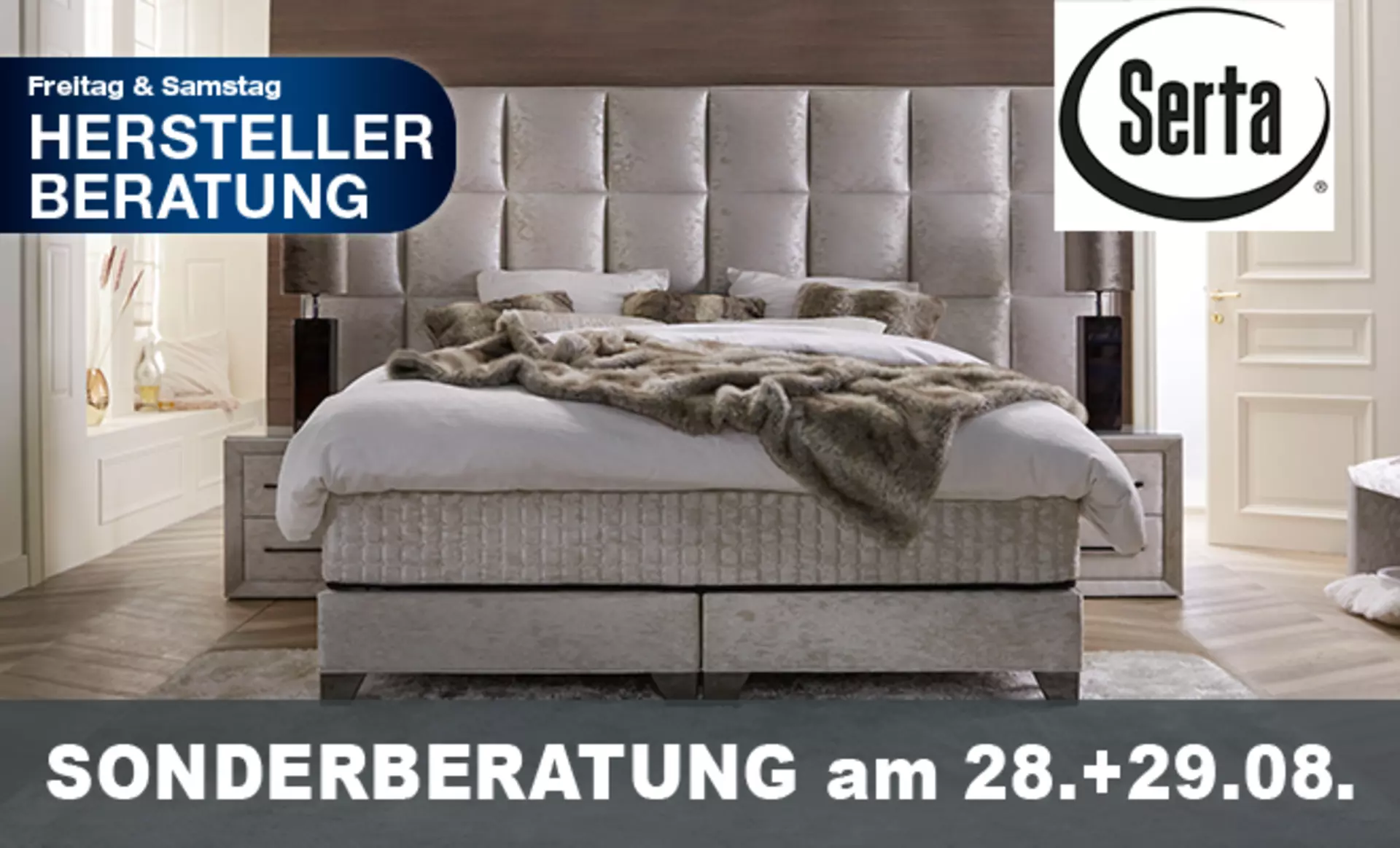 Entdecken Sie die Herstellerberater von Serta und deren luxuriöse Betten am 28.+29.08.2026 beim Inhofer Ferienfestival