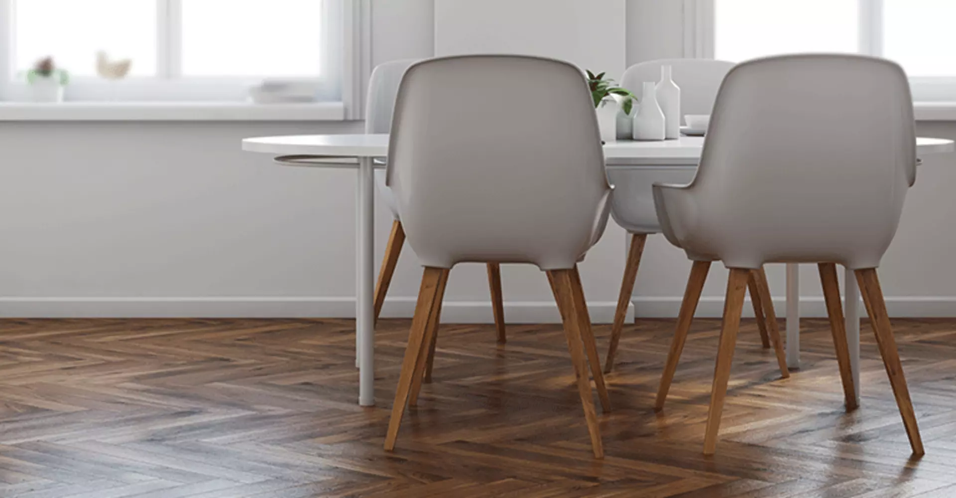 Minimal Dining - Weißer Tisch mit schlichten weißen Stühlen | Möbel Inhofer