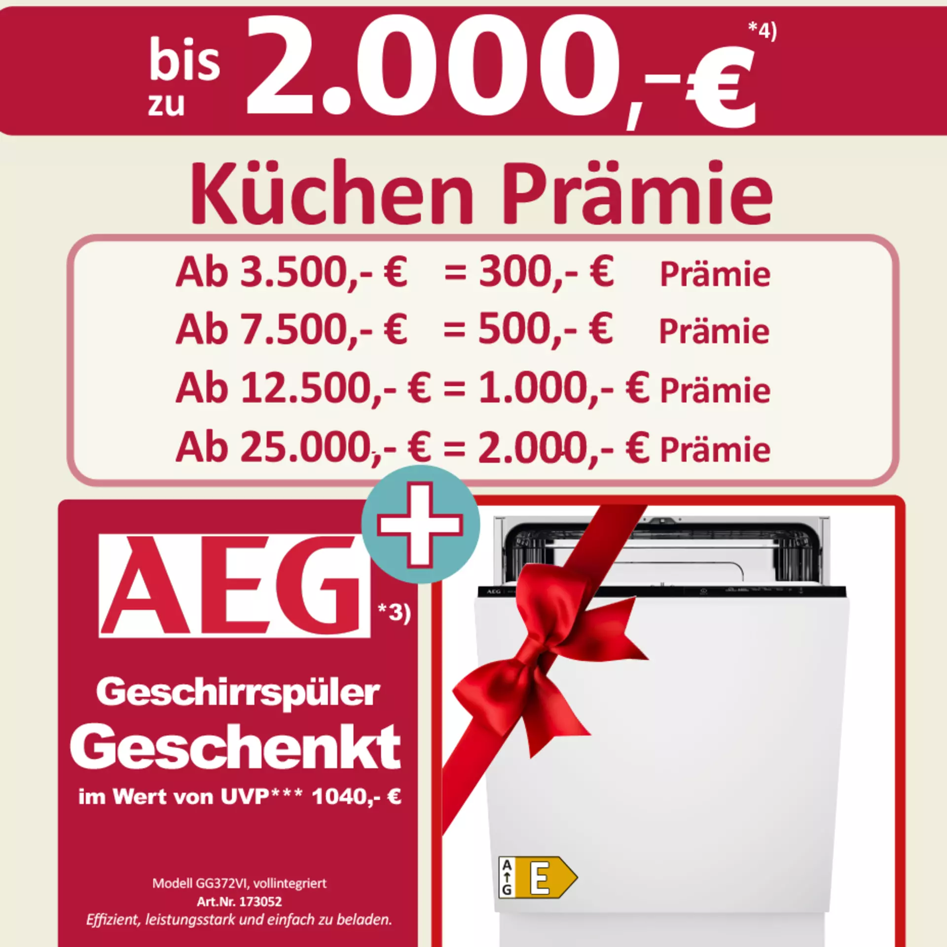 Jetzt bis 2000€ Prämie + AEG Geschirrspüler gratis sicher. Nur bei Innovation in Günzburg