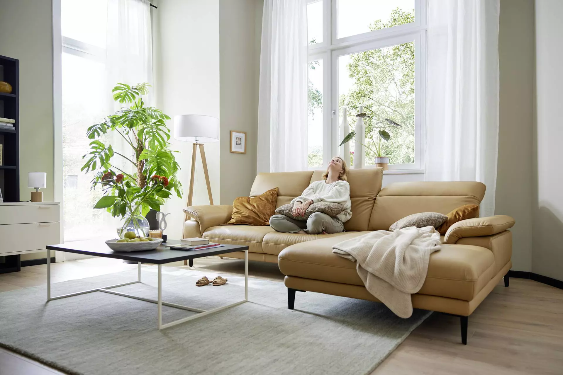 Polstergarnitur LEVIAS MONDO Leder 195 x 87 x 308 cm