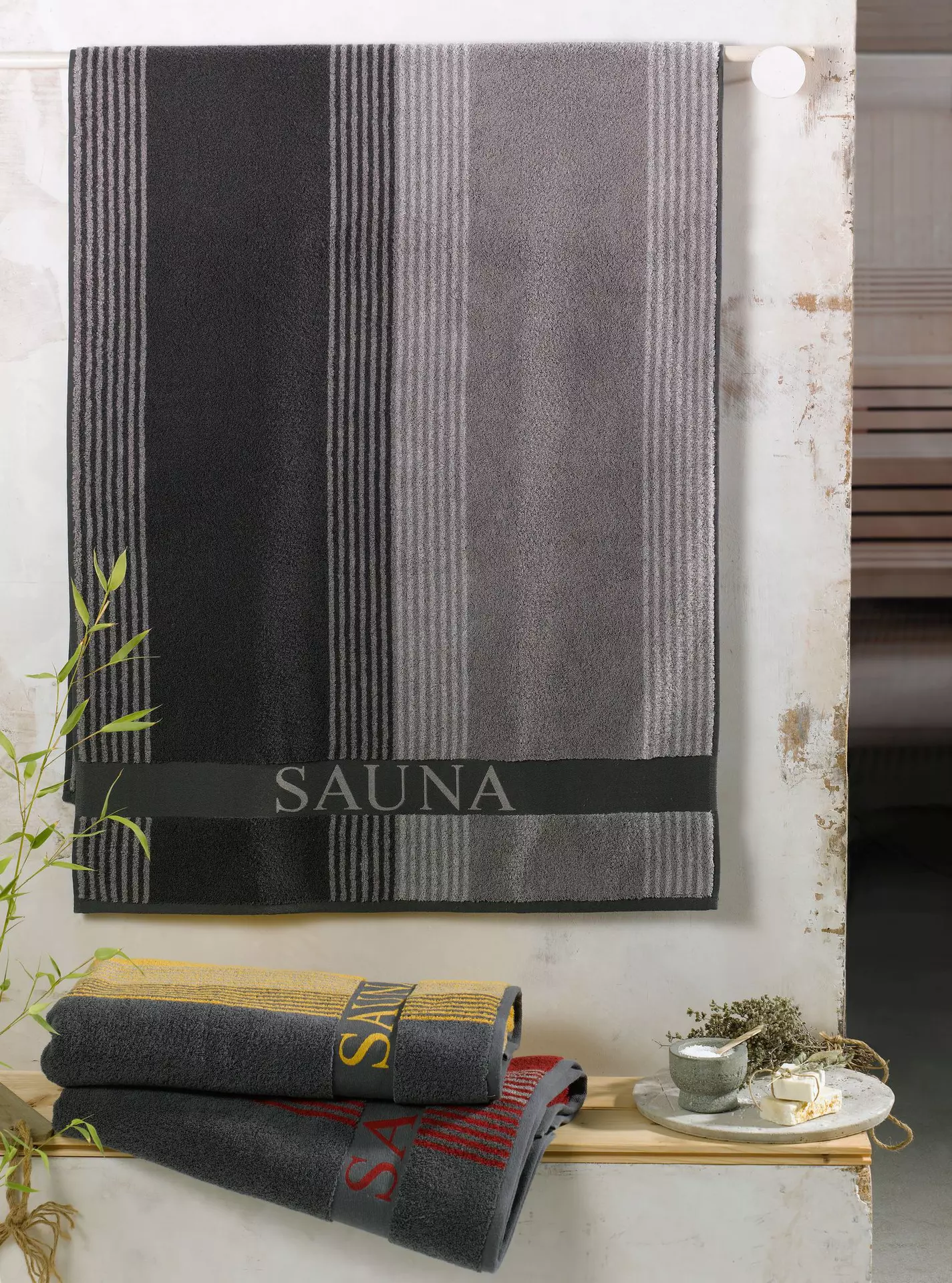 Saunatuch mit Stickerei Sauna Casa Nova Textil 80 x 200 cm