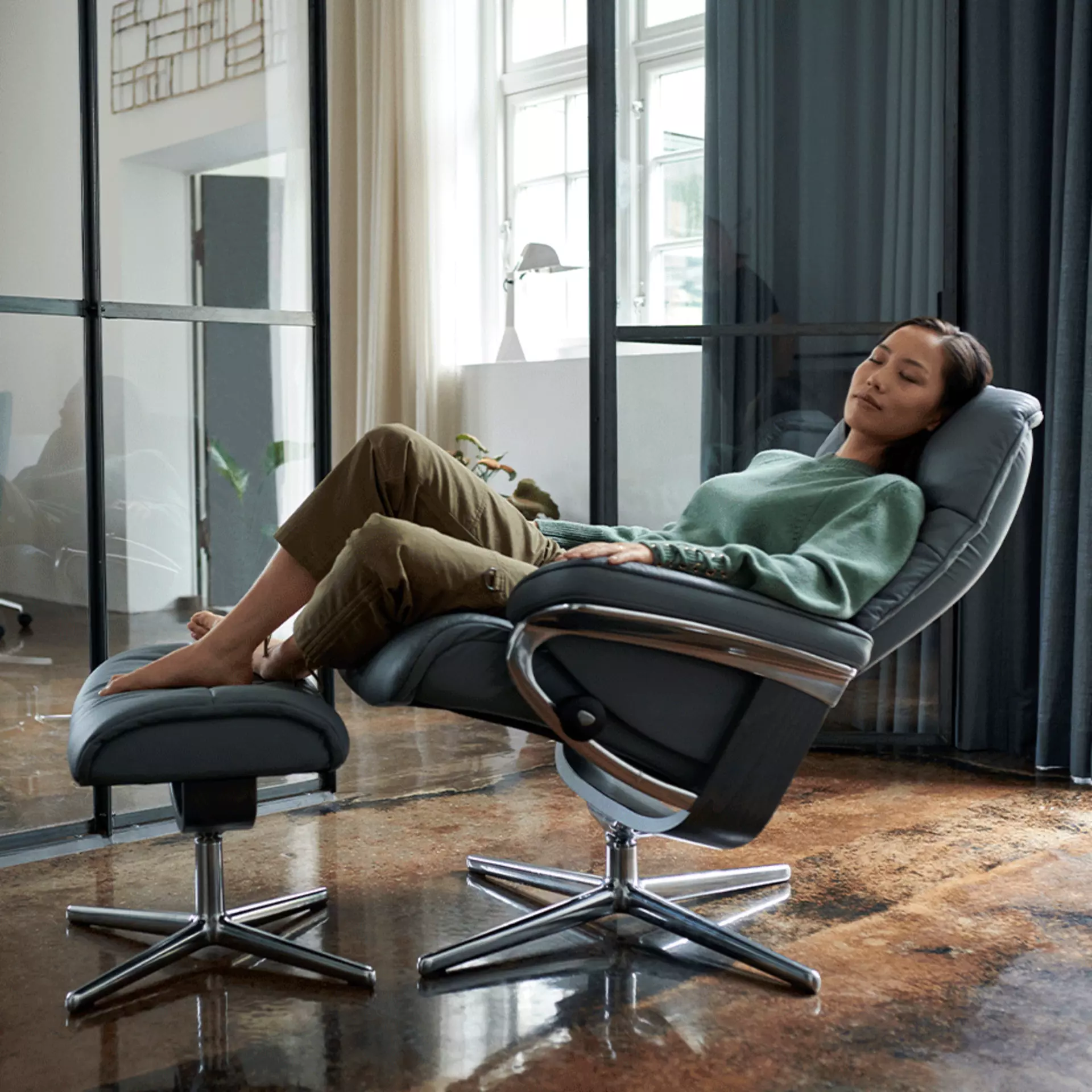 meisterhaftes Zusammenspiel aus gesundheitlicher Ergonomie und unsichtbarer Hightech: Relaxsessel