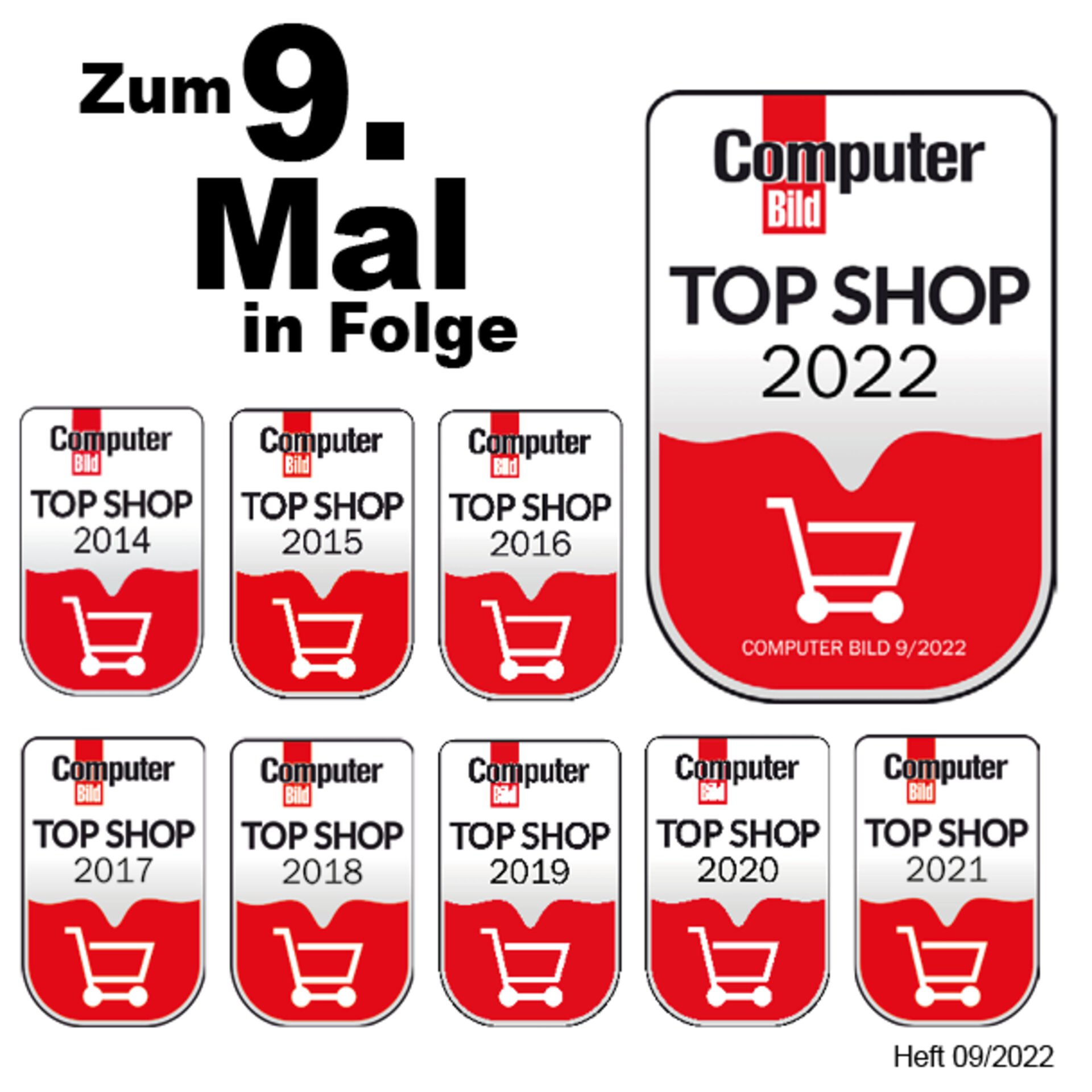 Top Shop - zum 9. Mal in Folge ist Möbel Inhofer von Computer Bild ausgezeichnet worden.