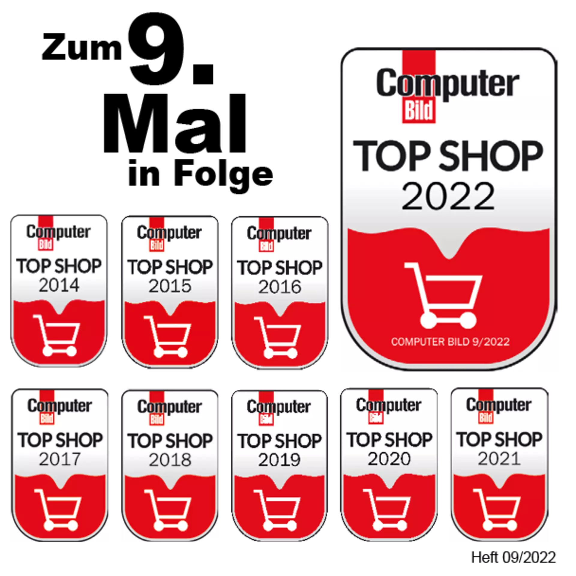 Top Shop - zum 9. Mal in Folge ist Möbel Inhofer von Computer Bild ausgezeichnet worden.