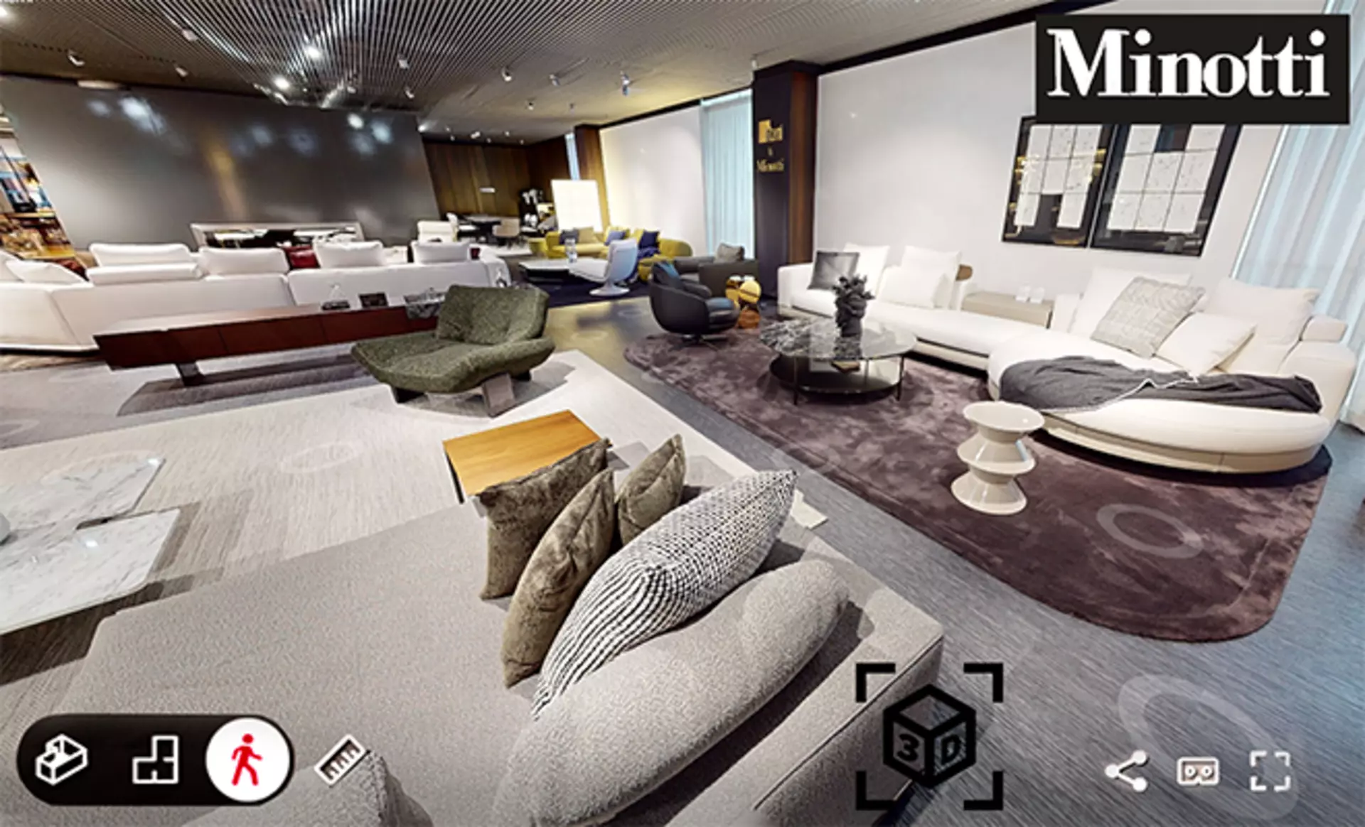Virtueller Rundgang durch das Minotti Studio bei interni by inhofer