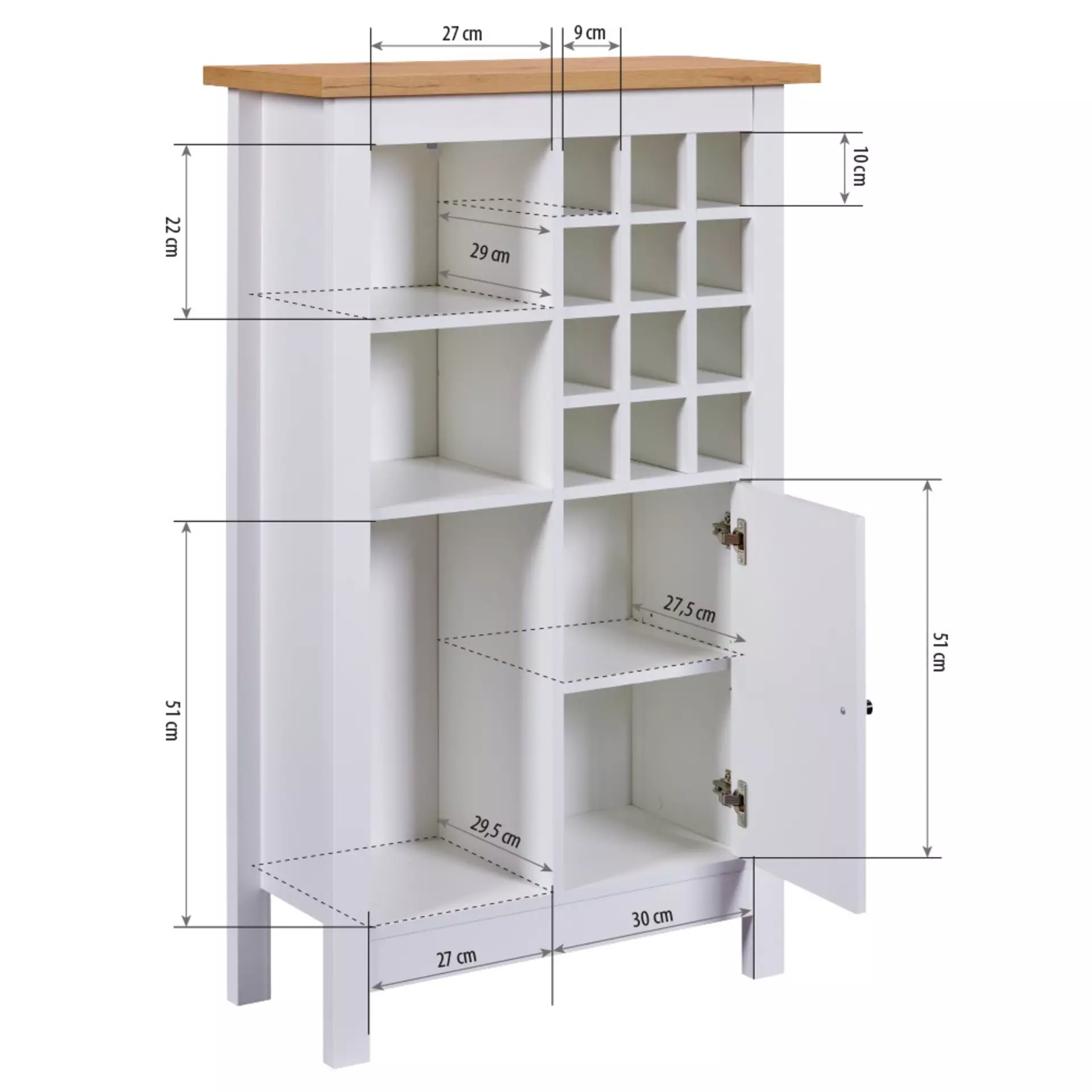 Weinregal Weinschrank Julina Inter Link Holzwerkstoff 76 x 124 x 76 cm