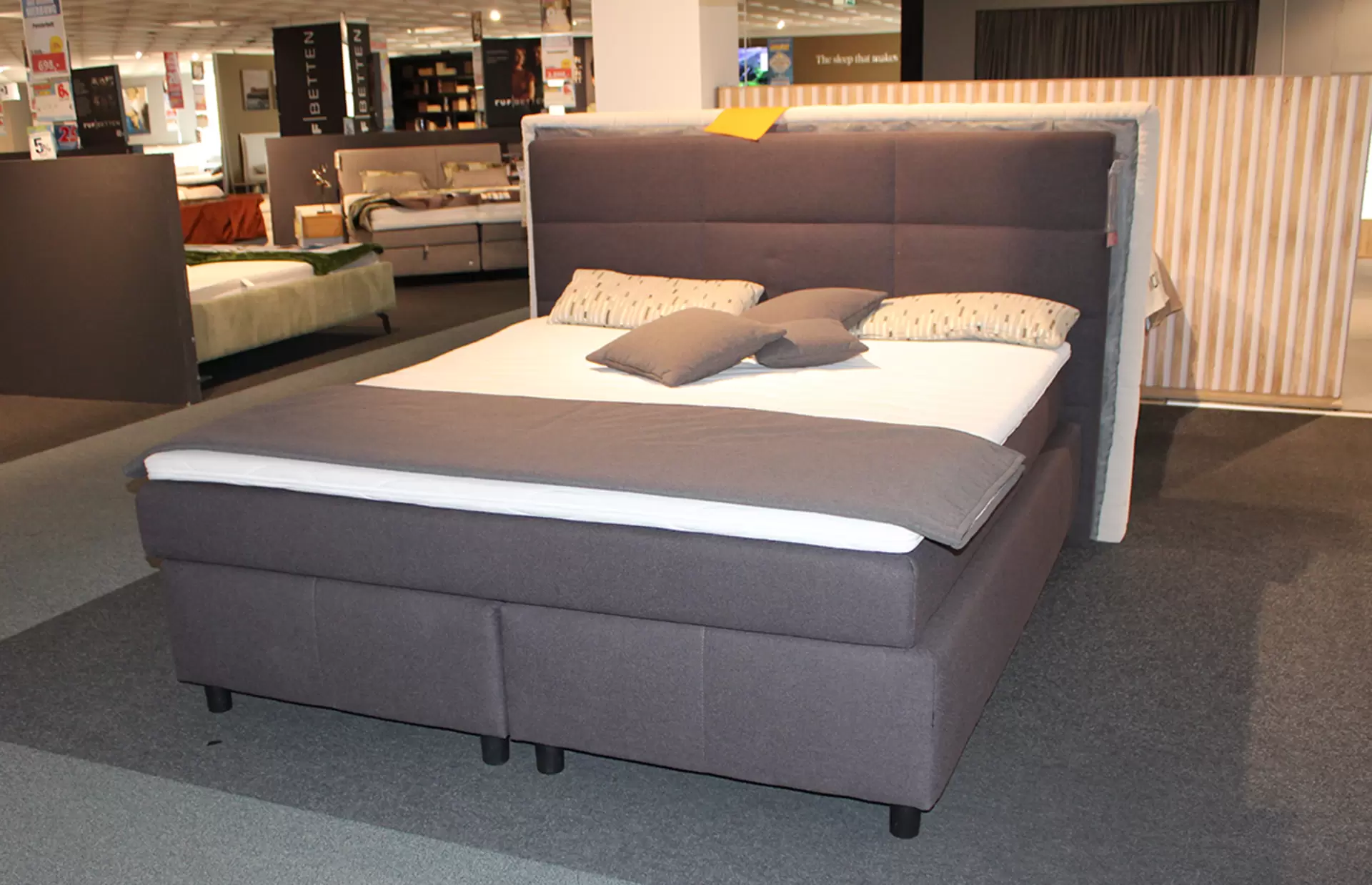 Boxspringbett SUPREME COMFORT Stoff grau