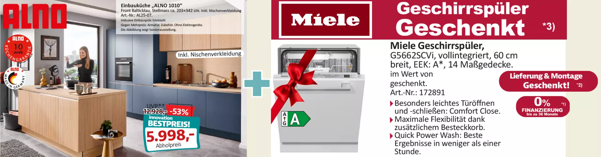Jetzt gratis Miele-Geschirrspüler zu Ihrer neuen ALNO Küche sichern. Nur für kurze Zeit bei Innovation Küche und Bad in Günzburg