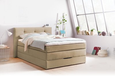 Bild von Boxspringbett ca. 160 x 214 x 110 cm SELF beige