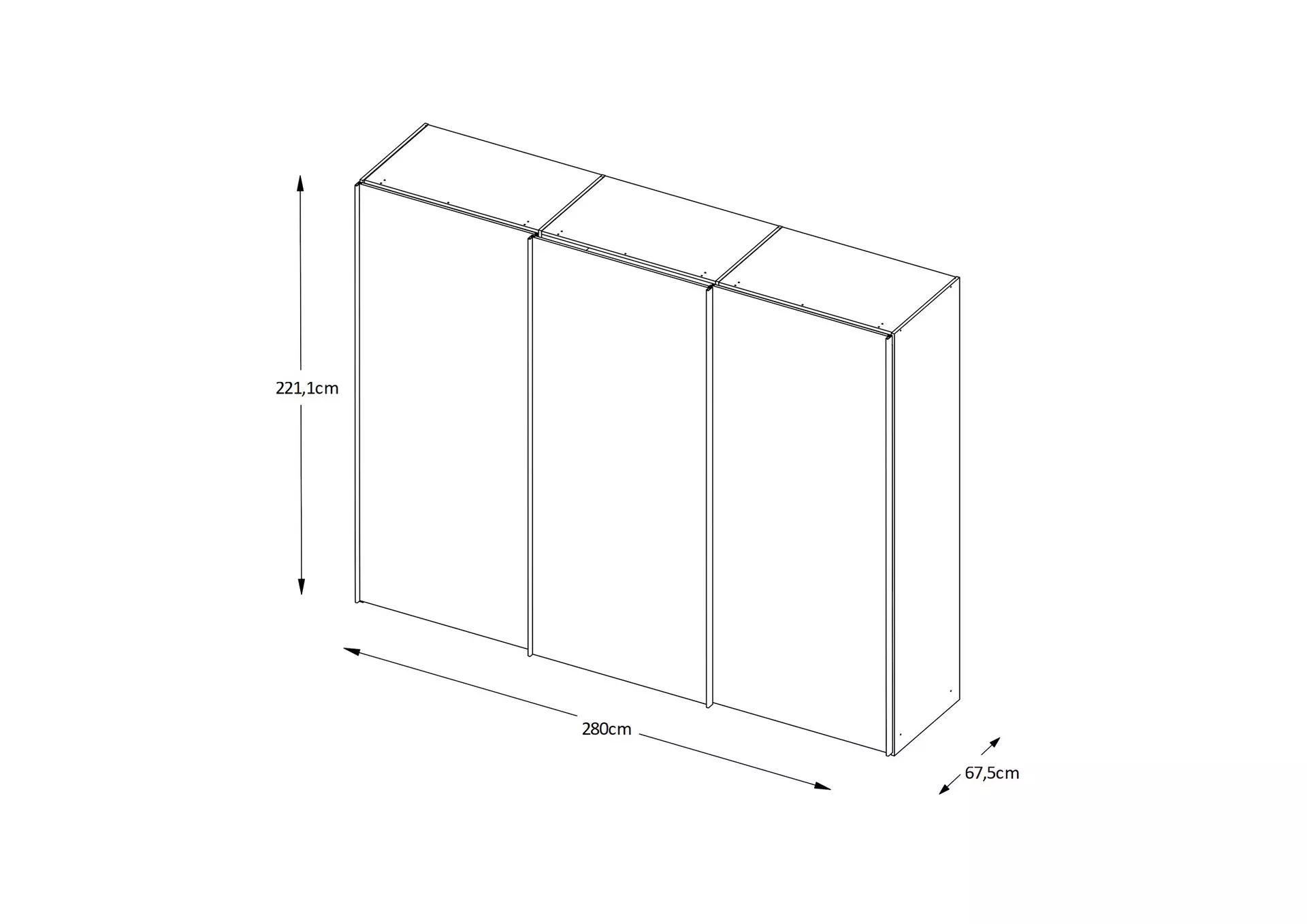 Schwebetürenschrank LENTO-GLAS Staud Möbel Metall 68 x 222 x 280 cm