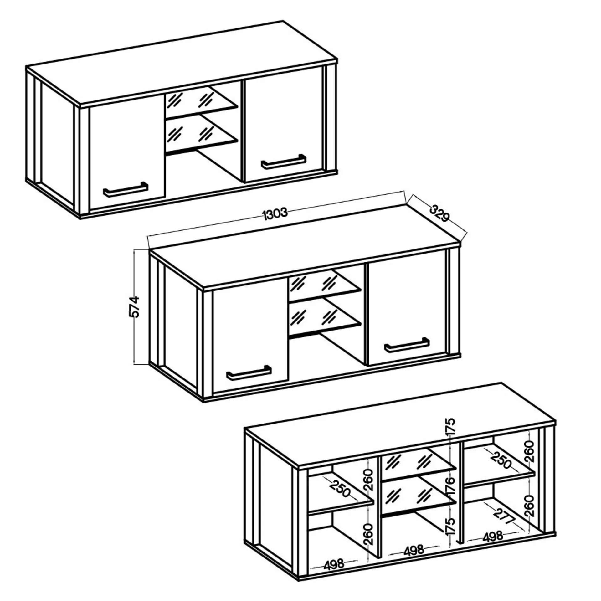 Hängeschrank Veneto Inter Link Holzwerkstoff 33 x 57 x 130 cm