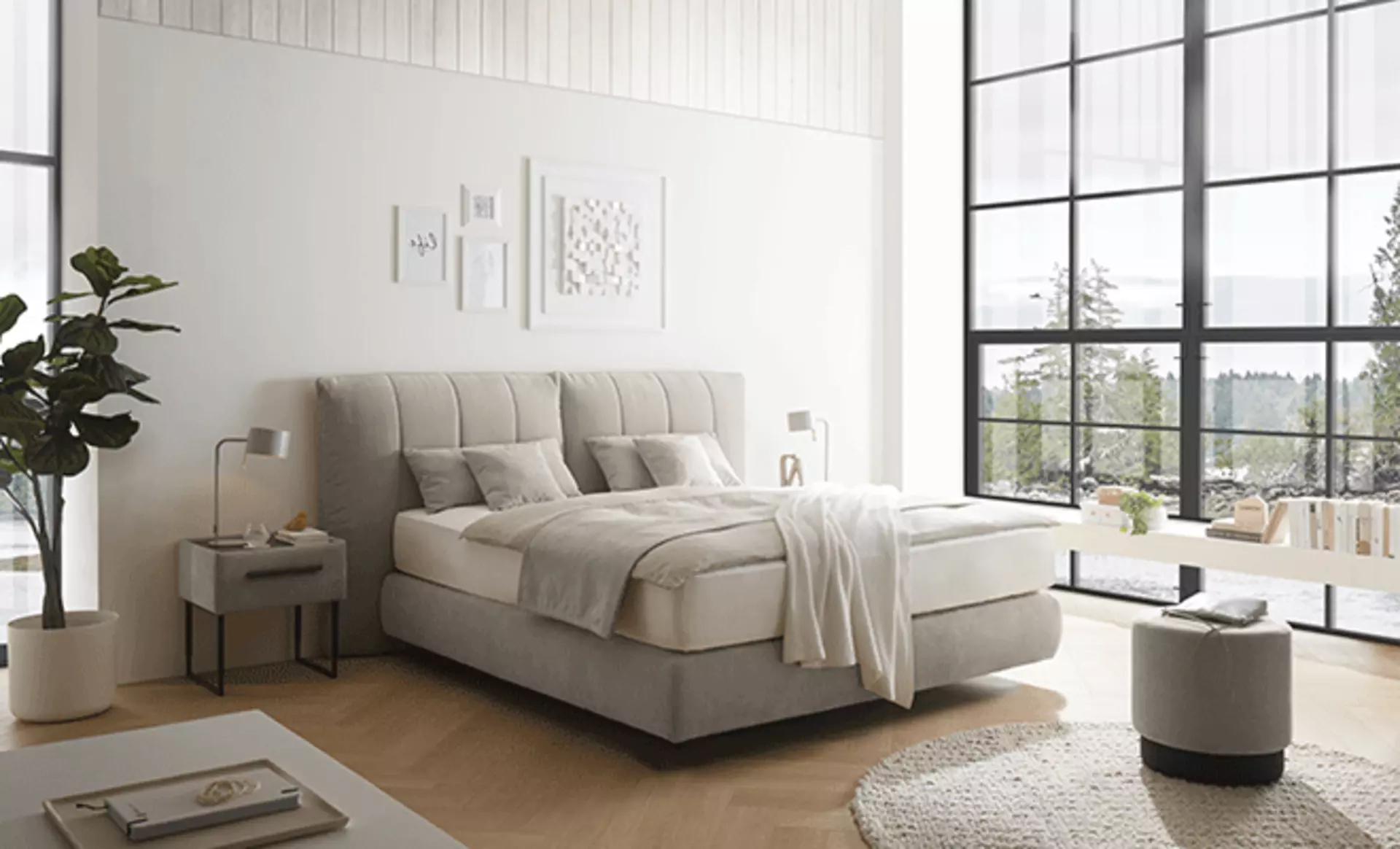 graues Boxspringbett