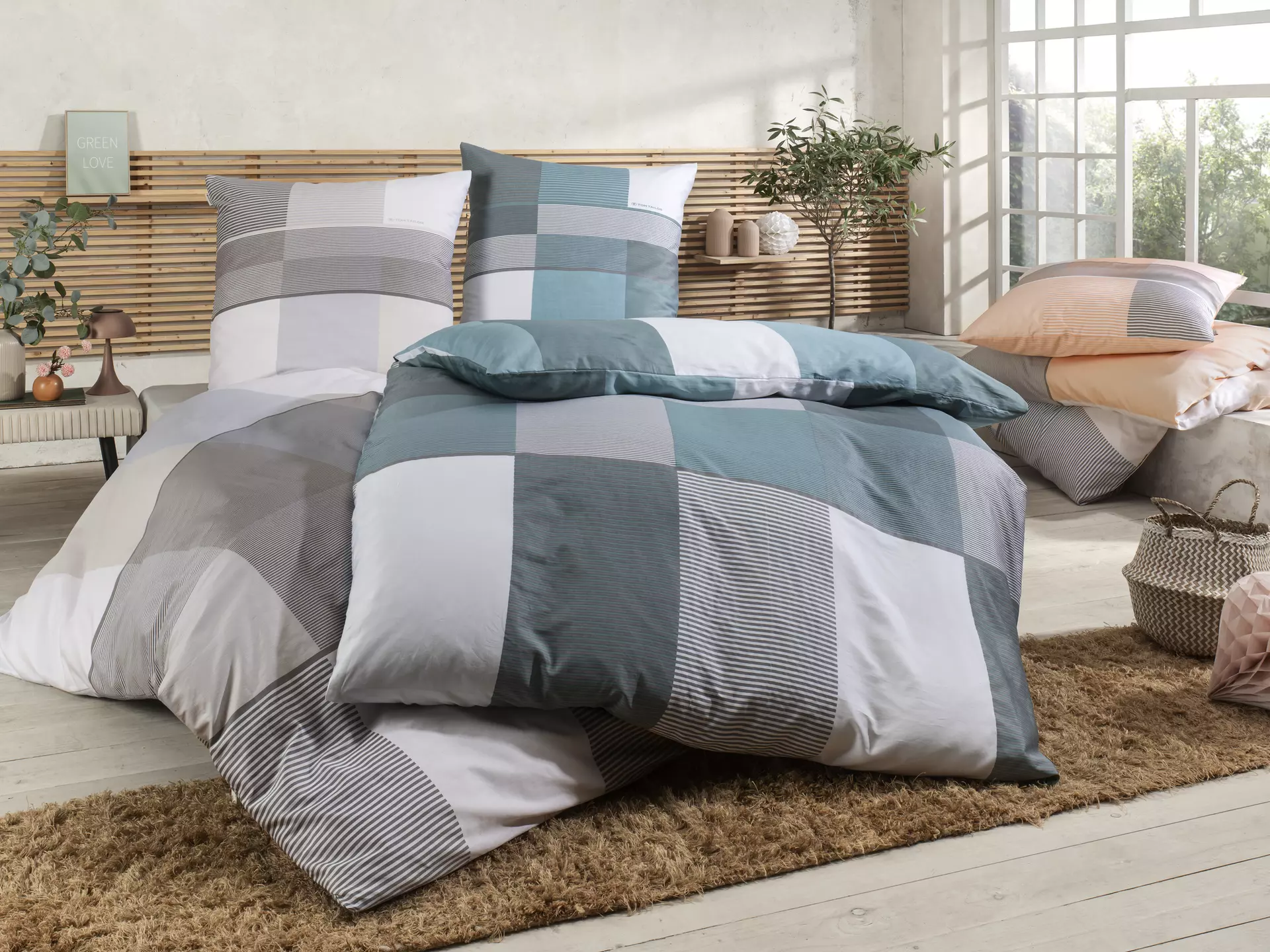 Satin-Bettwäsche Karo Tom Tailor Textil 135 x 200 cm