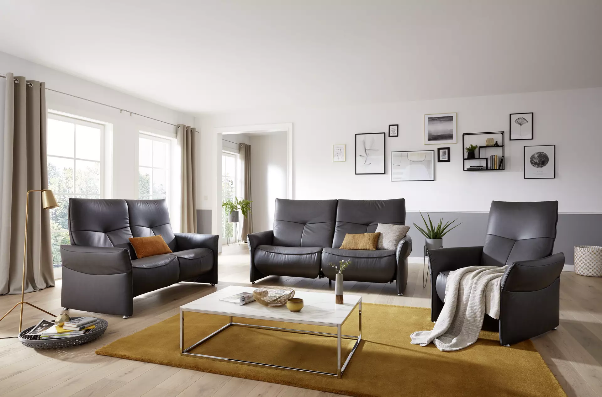 Sofa 2,5-Sitzer 4935 MONDO Leder 90 x 105 x 169 cm
