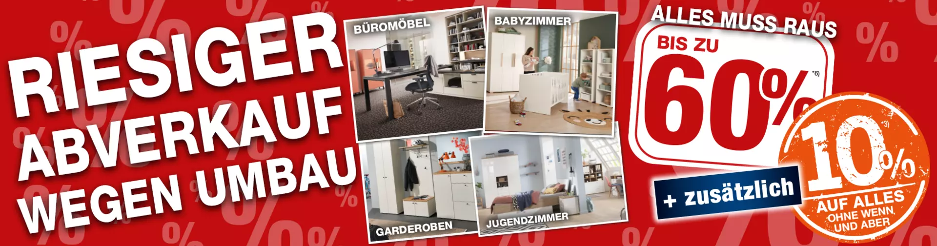 Jetzt 60% auf alle Büromöbel, Babyzimmer, Garderoben und Jugendzimmer-Möbelschnäppchen bei Möbel Inhofer in Senden sichern!