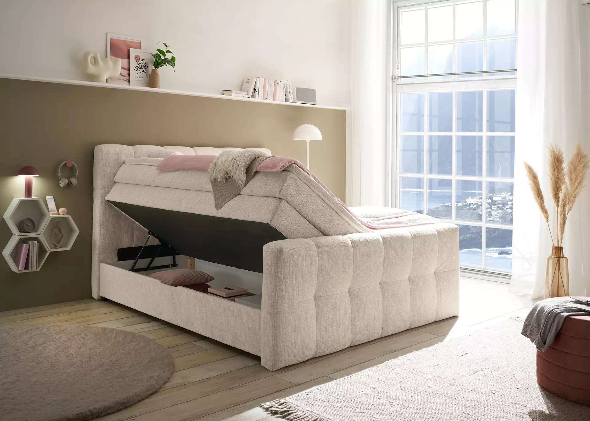 Boxspringbett DENALI ED-Lifestyle Textil 195 x 117 x 222 cm