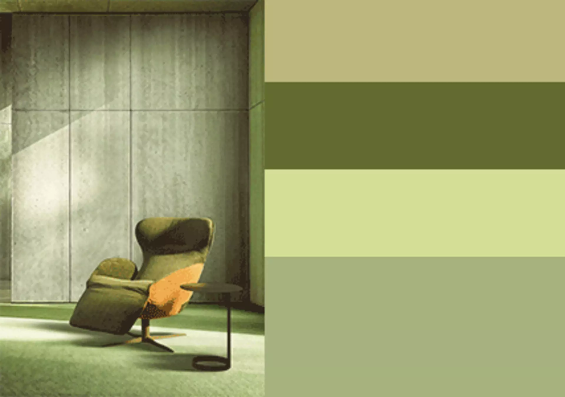 Verschiedene Grüntöne wie Olive und Salbei.