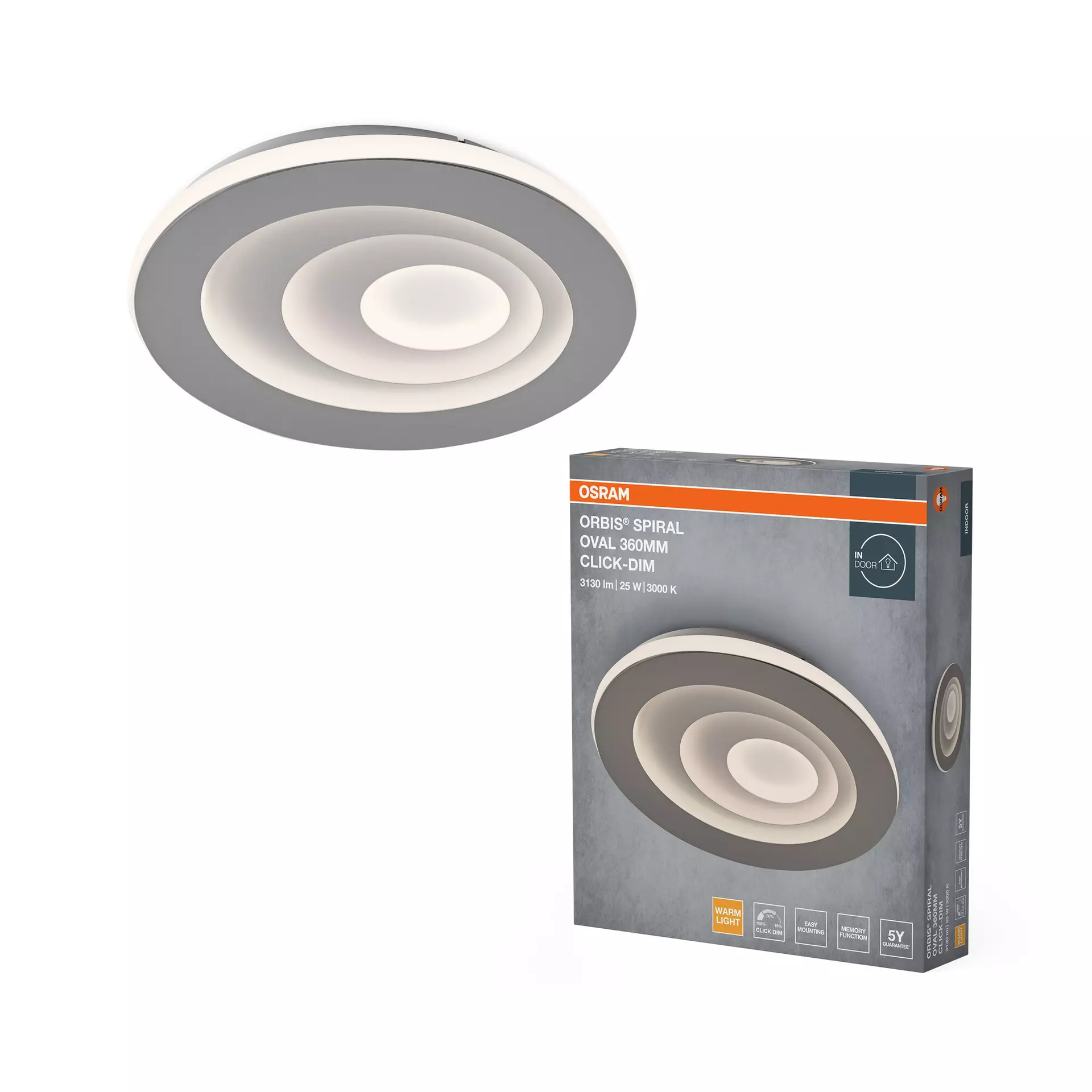Deckenleuchte Orbis Spiral Gray OSRAM Metall 