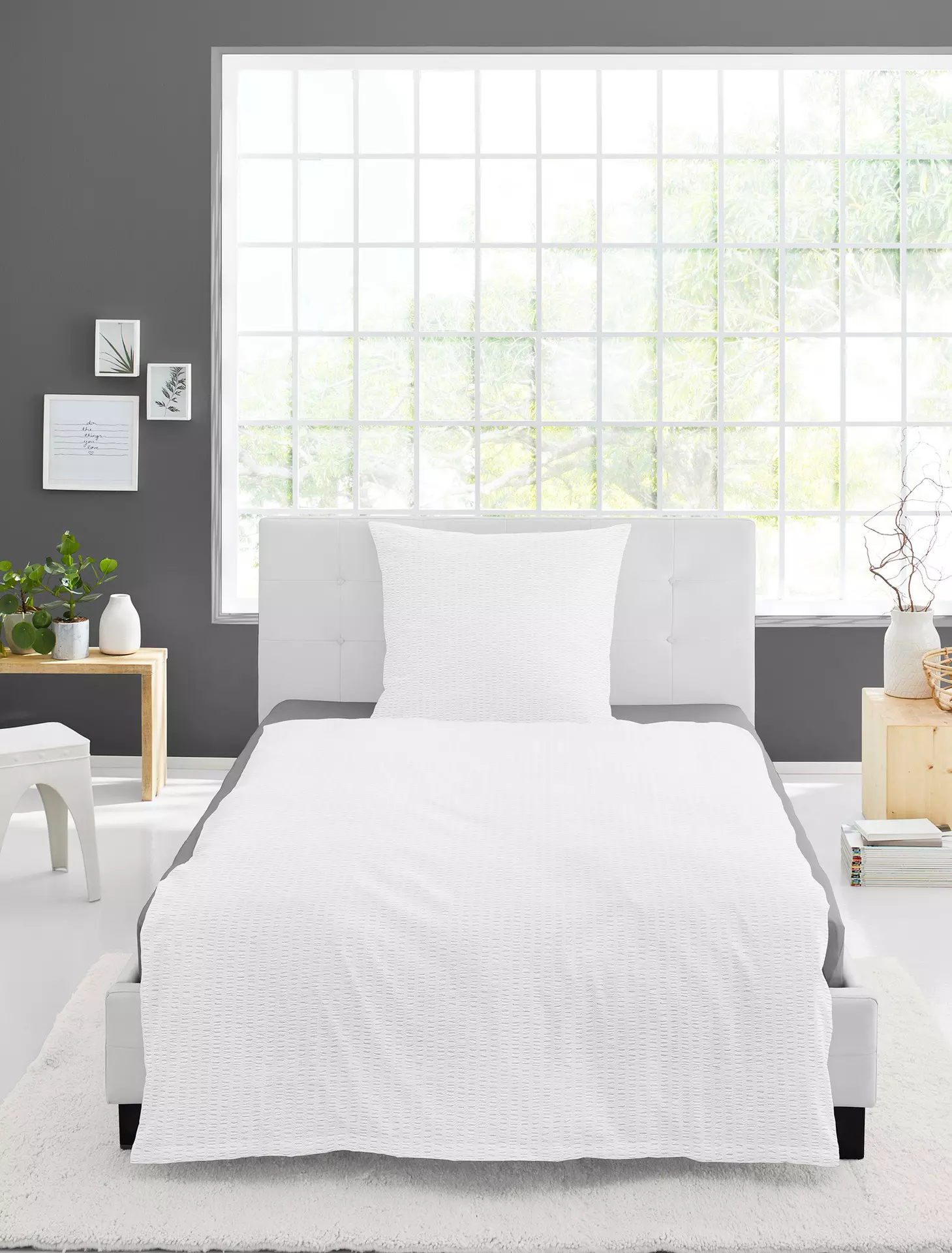 Seersucker-Bettwäsche 3000 Seersucker Uni Bierbaum Textil 155 x 220 cm
