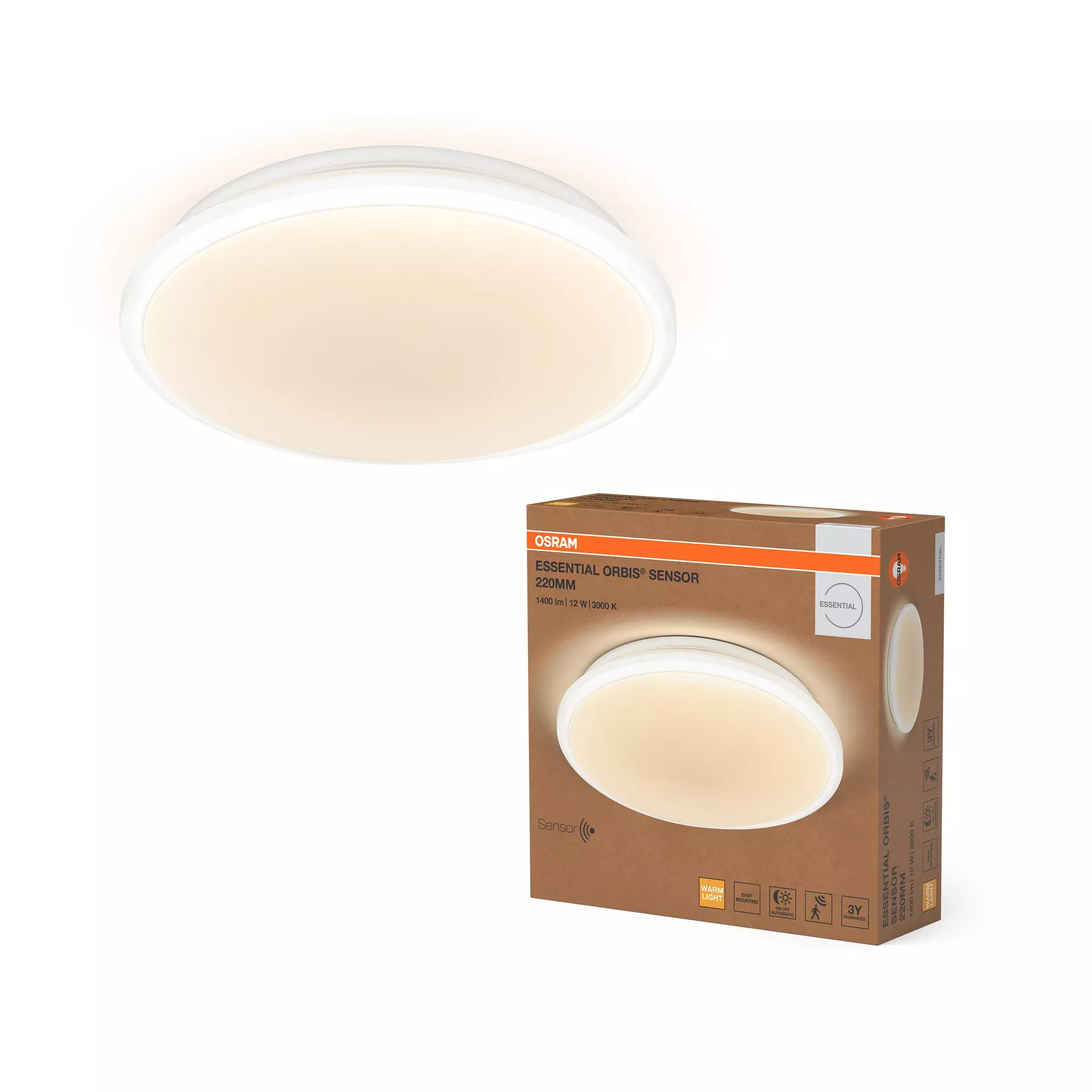 Deckenleuchte ESS SENSOR OSRAM Metall 23 x 6 x 23 cm