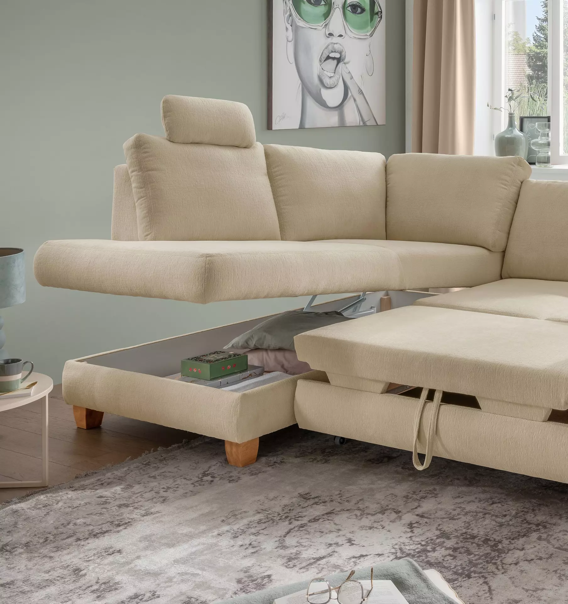 Polstergarnitur POSITANO CELECT Textil 206 x 91 x 261 cm
