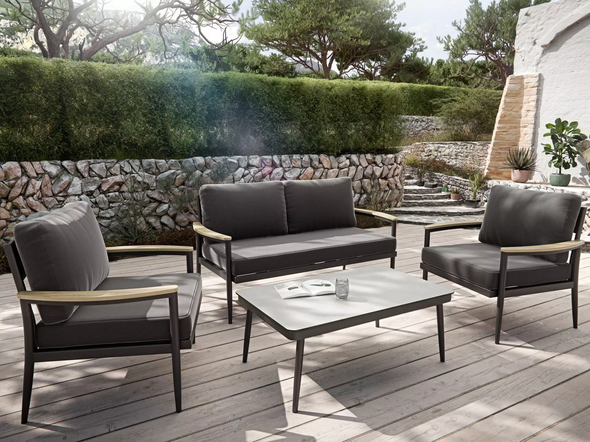 Gartenmöbelset ASCOLI Outdoor Textil 60 x 40 x 100 cm