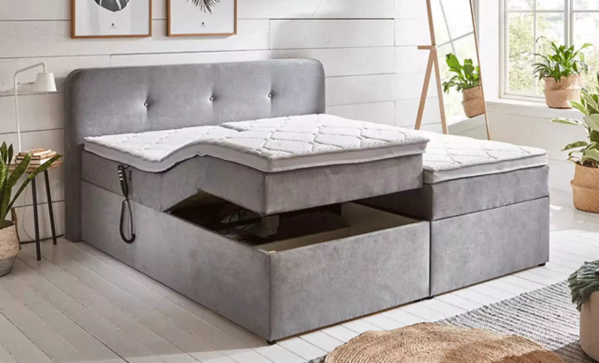 Praktische Funktion: Boxspringbett mit motorischer Verstellung