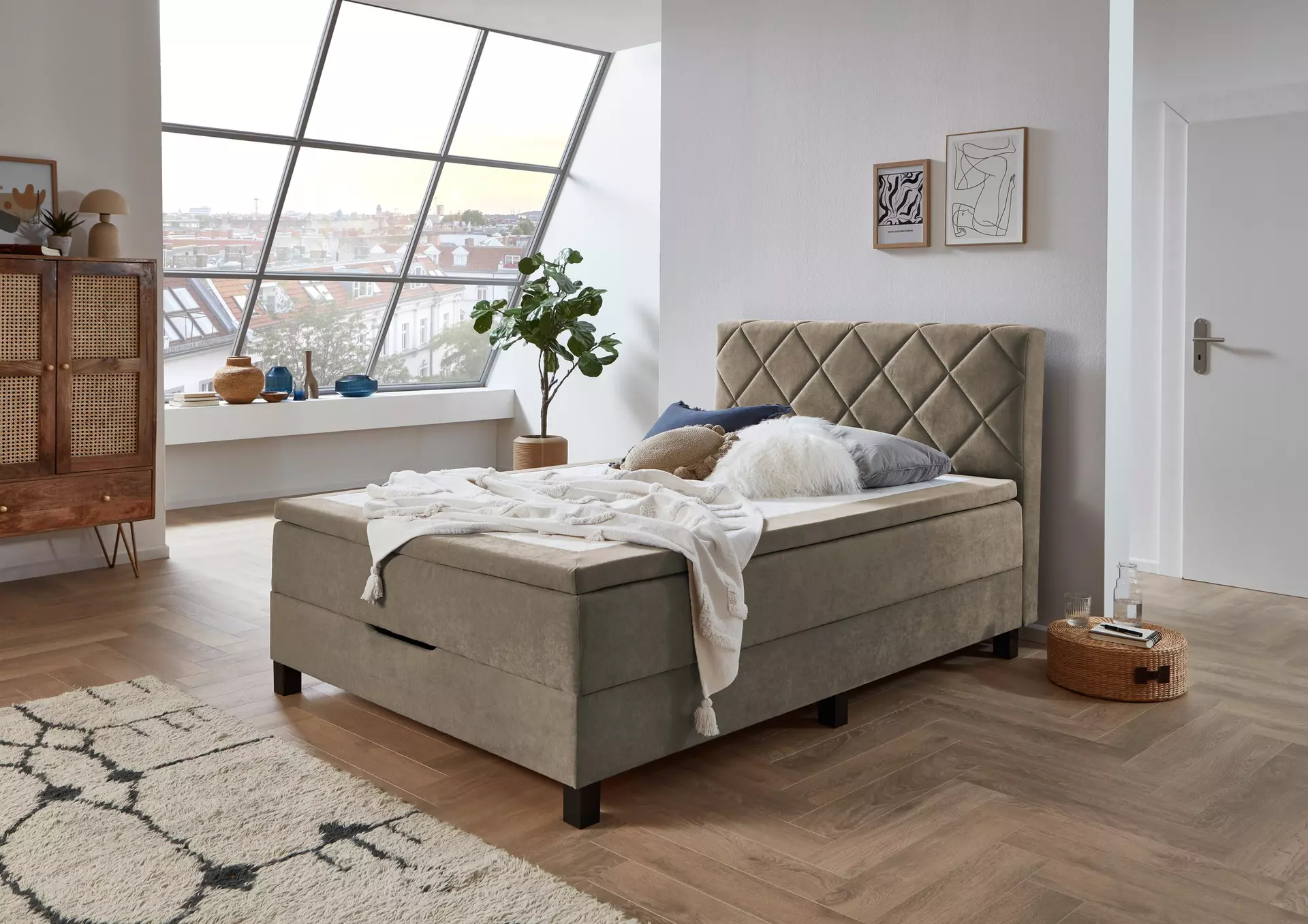 Boxspringbett BX2280 Sun Garden Textil 140 x 110 x 211 cm