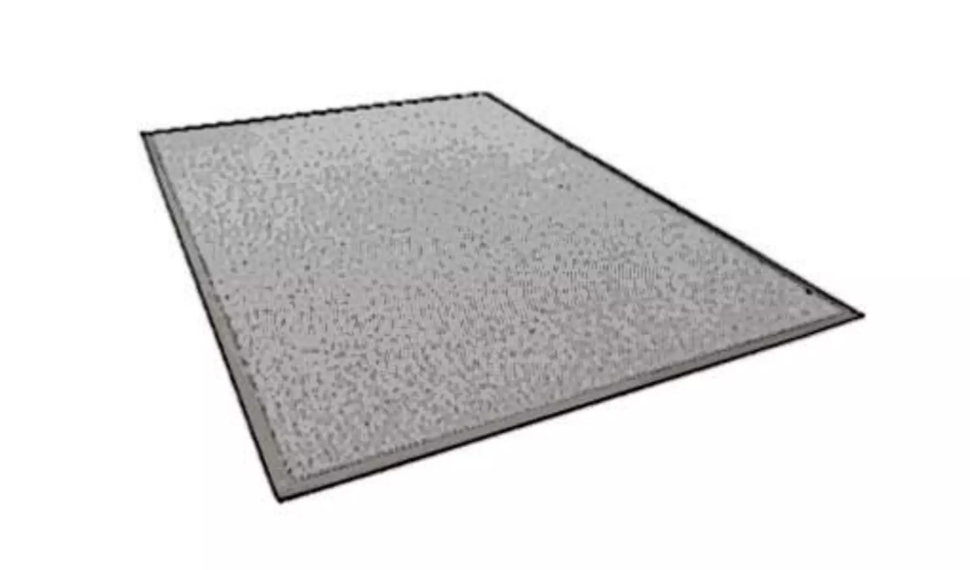Icon für Outdoorteppich zeigt einen grauen Teppich aus robustem, wetterbeständigem Stoffgewebe mit breiter Einfassung.