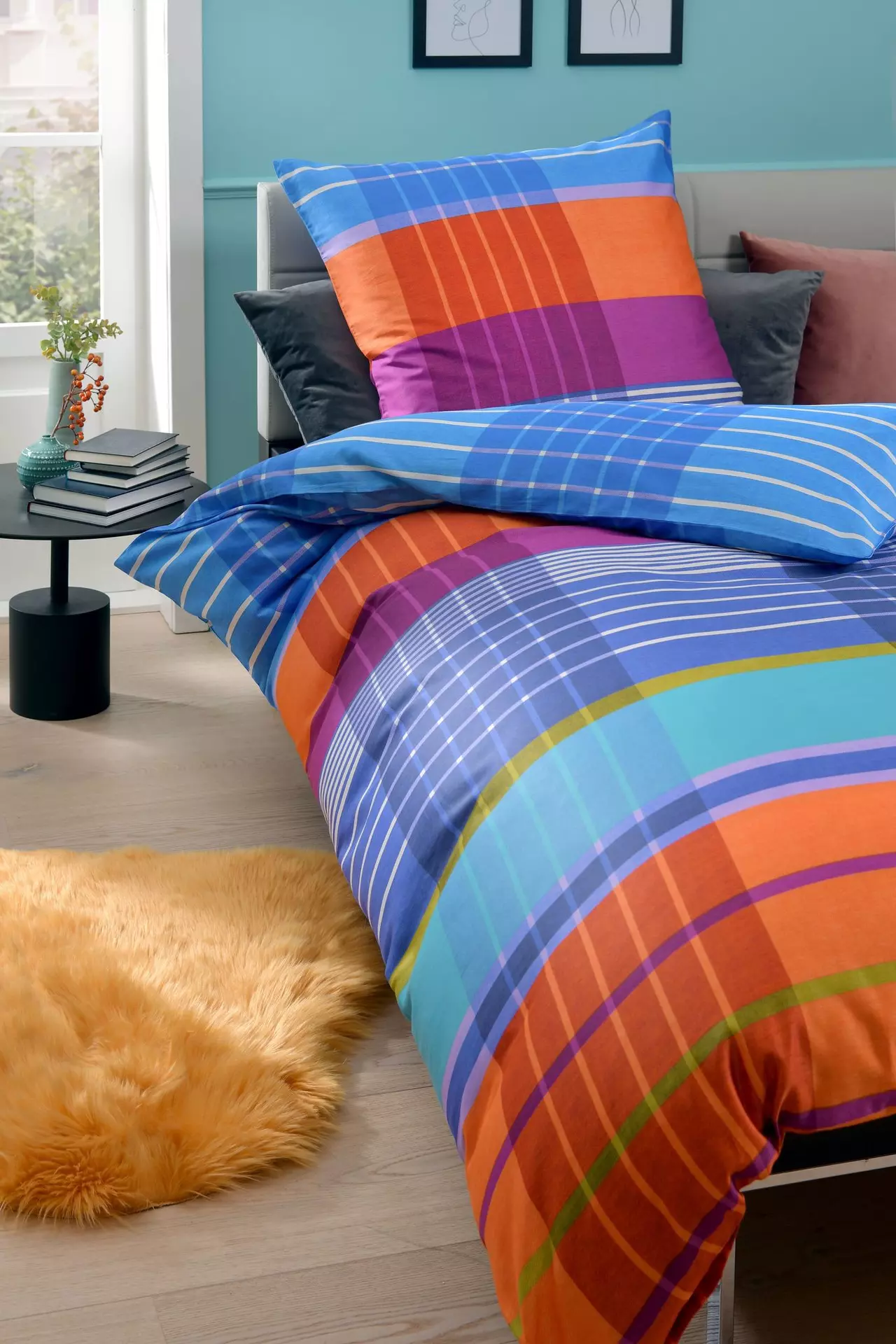 Satin-Bettwäsche Viola Karo Casa Nova Textil 135 x 200 cm