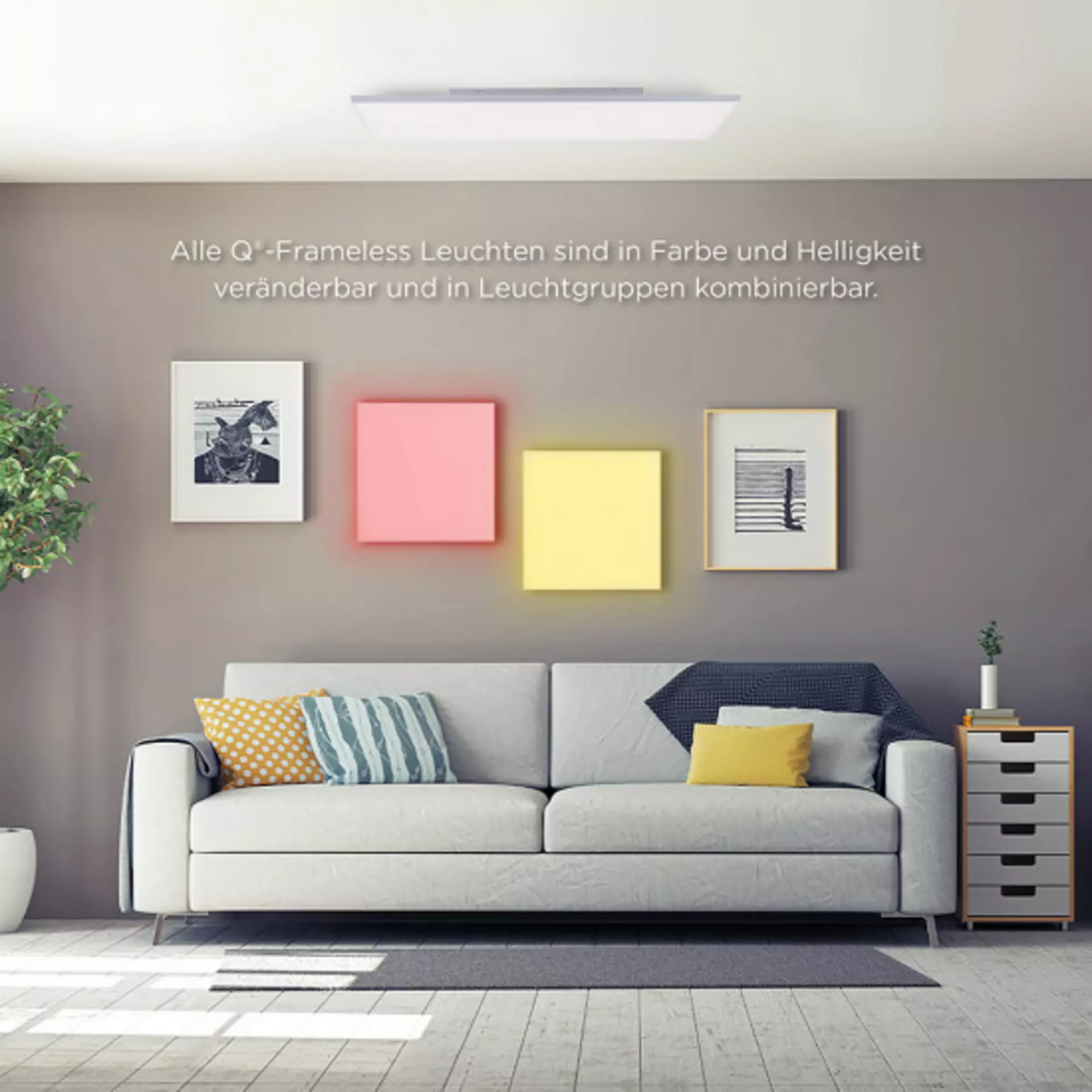 Smart-Home-Leuchten Q-FRAMELESS Paul Neuhaus Metall 45 x 6 x 45 cm