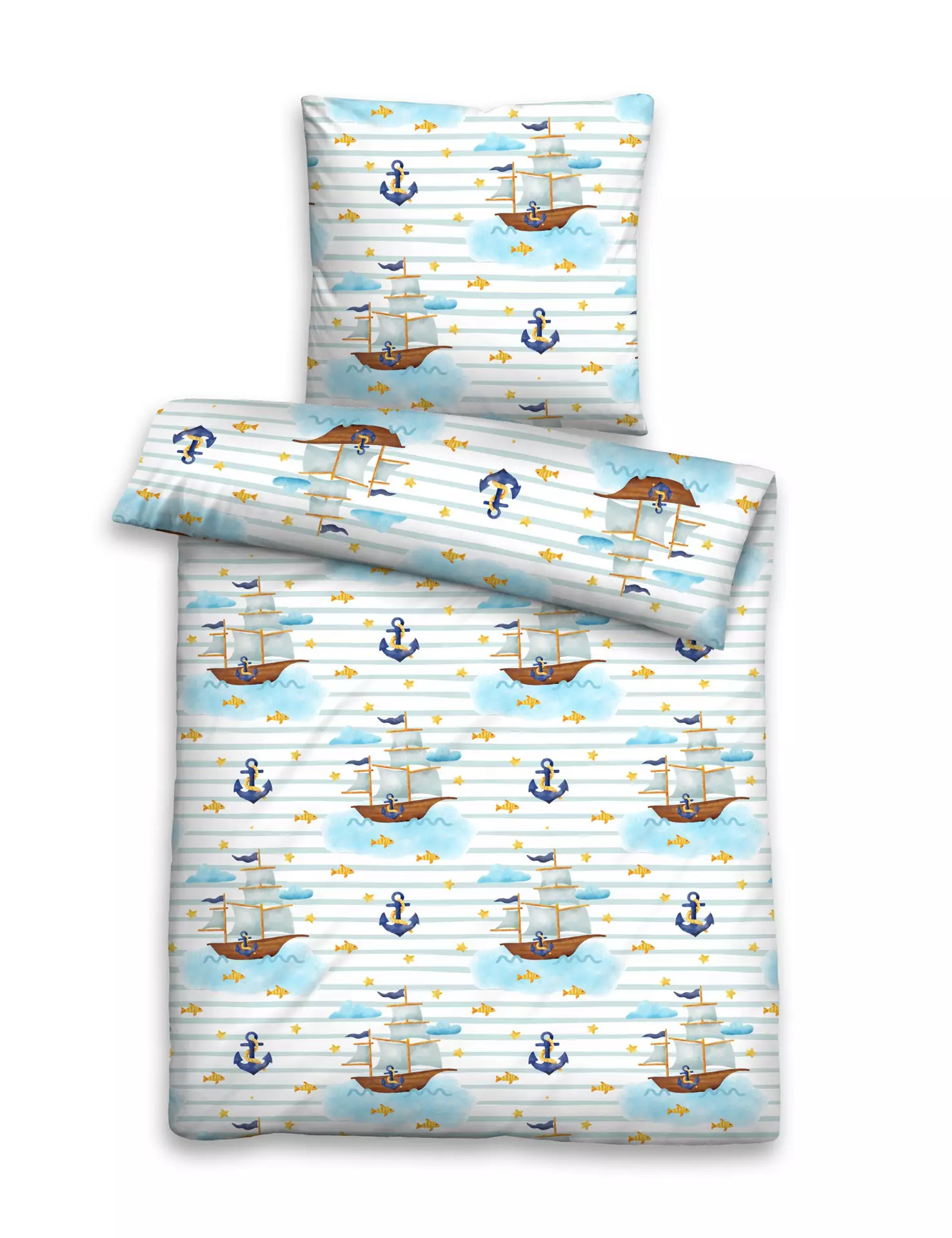 Kinderbettwäsche Junior Schiffe Biberna Textil 135 x 200 cm